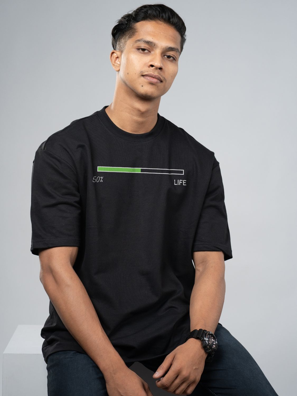 Roads to India® Men's Pure Cotton Casual T-Shirt – Life Percentage Graphic Tee | Unisex Fit (Regular & Oversized) | 180/220 GSM | Half Sleeve, Round Neck | S–5XL | Black, Navy Blue