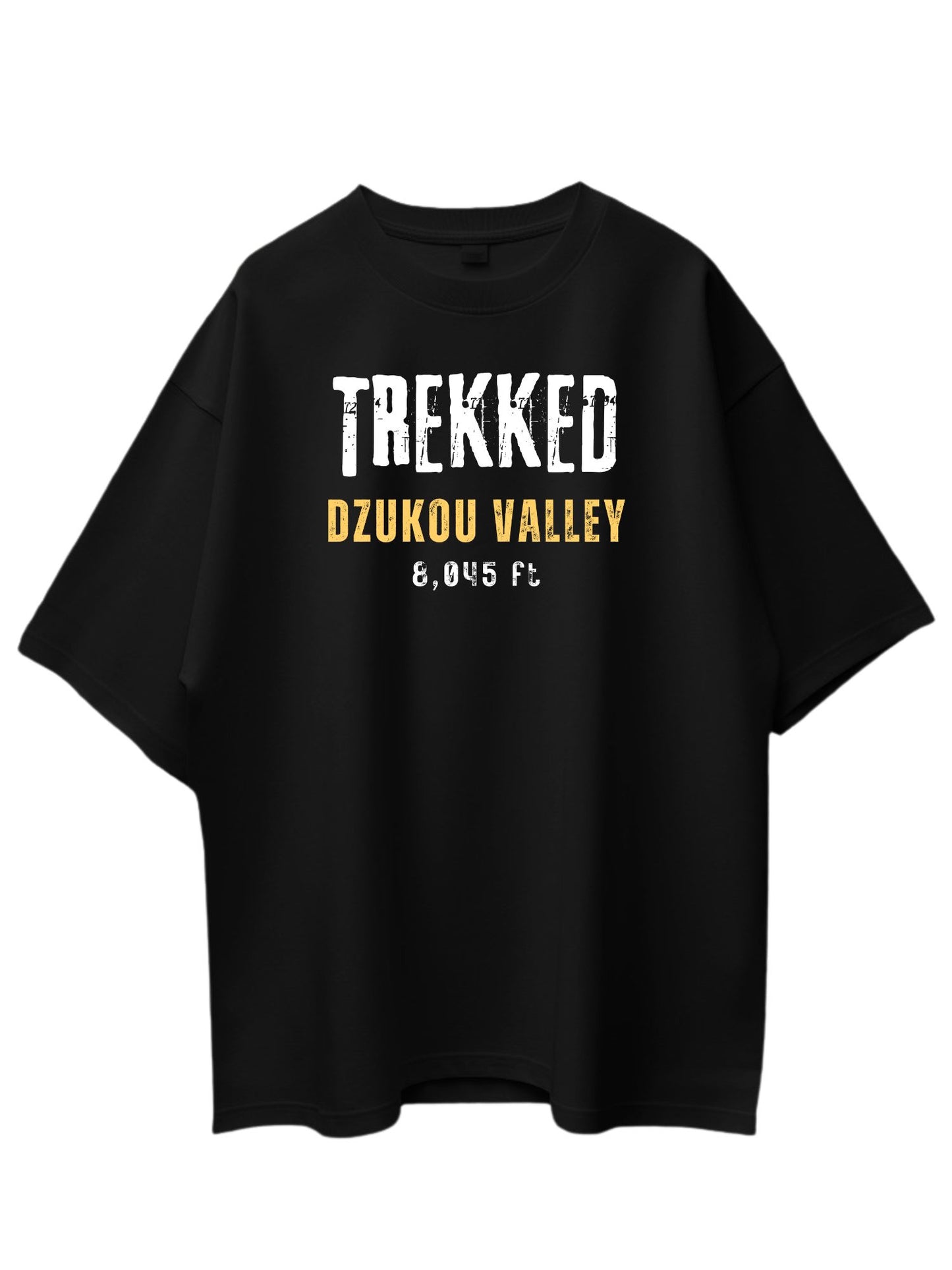 Roads to India® Men's Cotton Trekking T-Shirt – Trekked Dzukou Valley Graphic Tee | Unisex Fit (Regular & Oversized) | 180/220 GSM | Half Sleeve, Round Neck | S–5XL | Black, Navy Blue