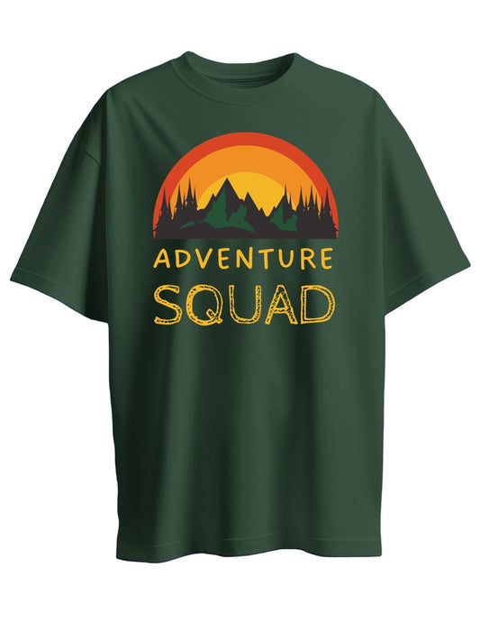 Roads to India® Cotton T-Shirt for Men – Adventure Squad Graphic Print Tee | Half Sleeve Round Neck | Unisex Regular Fit | 180 GSM | Black, Navy Blue, Olive, Red | S to 5XL