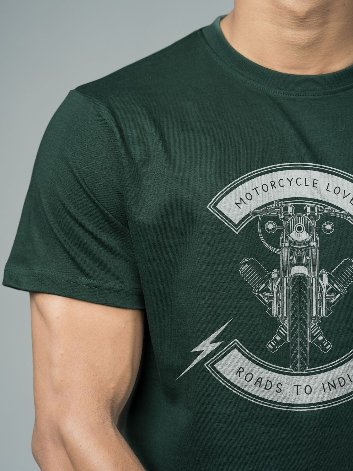 Roads to India® T-Shirt for Men – 100% Cotton Motorcycle Lover Half Sleeve Round Neck Graphic Print Tee | Regular & Oversized Fit | 180/220 GSM | S–5XL | Navy Blue, Red, Olive Green, Black