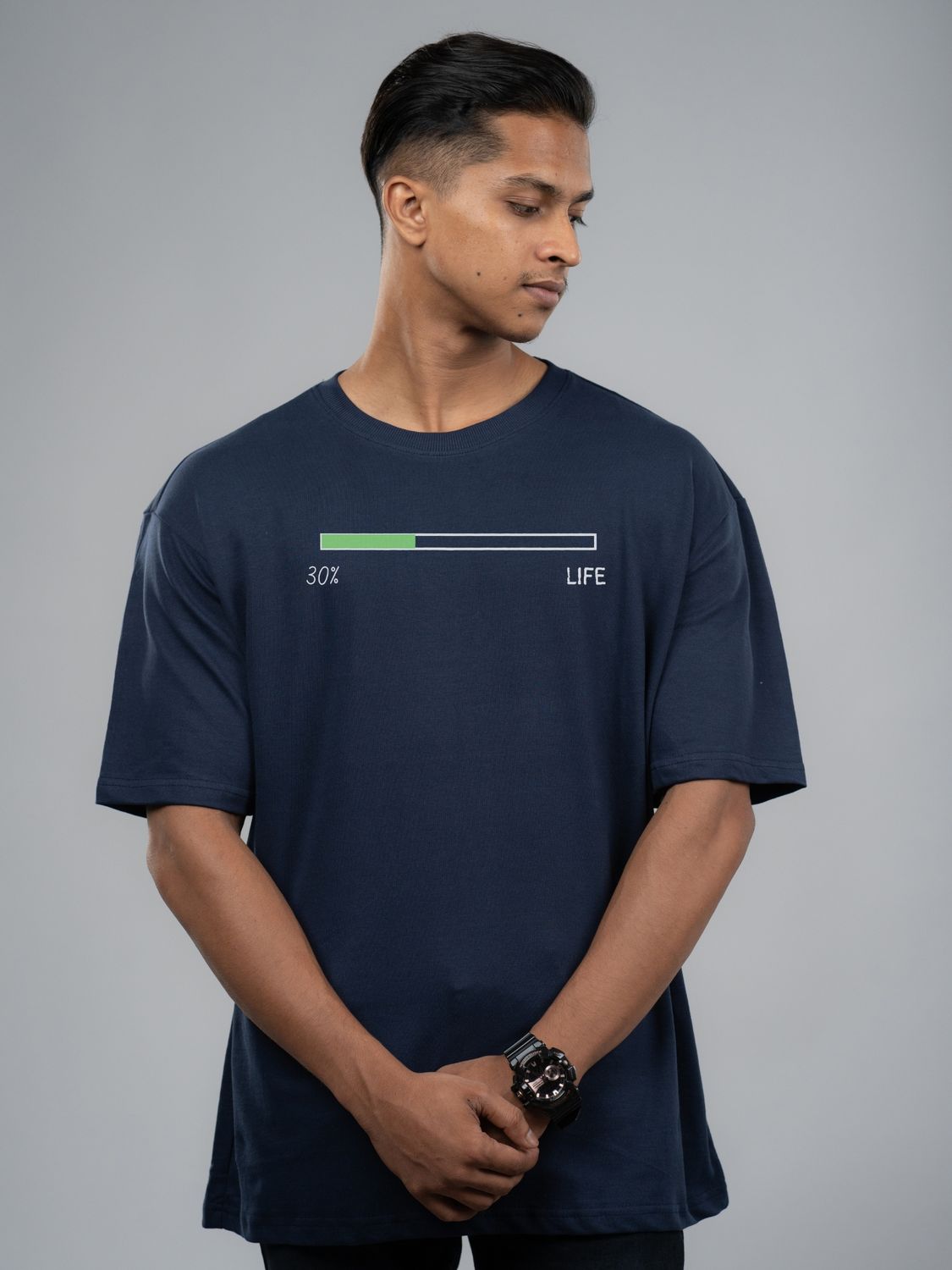 Roads to India® Men's Pure Cotton Casual T-Shirt – Life Percentage Graphic Tee | Unisex Fit (Regular & Oversized) | 180/220 GSM | Half Sleeve, Round Neck | S–5XL | Black, Navy Blue