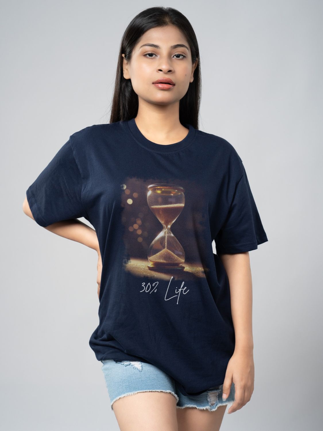 Roads to India® Men's Pure Cotton Casual T-Shirt – Life Percentage Hour Glass Graphic Tee | Unisex Fit (Regular & Oversized) | 180/220 GSM | Half Sleeve, Round Neck | S–5XL | Black, Navy Blue