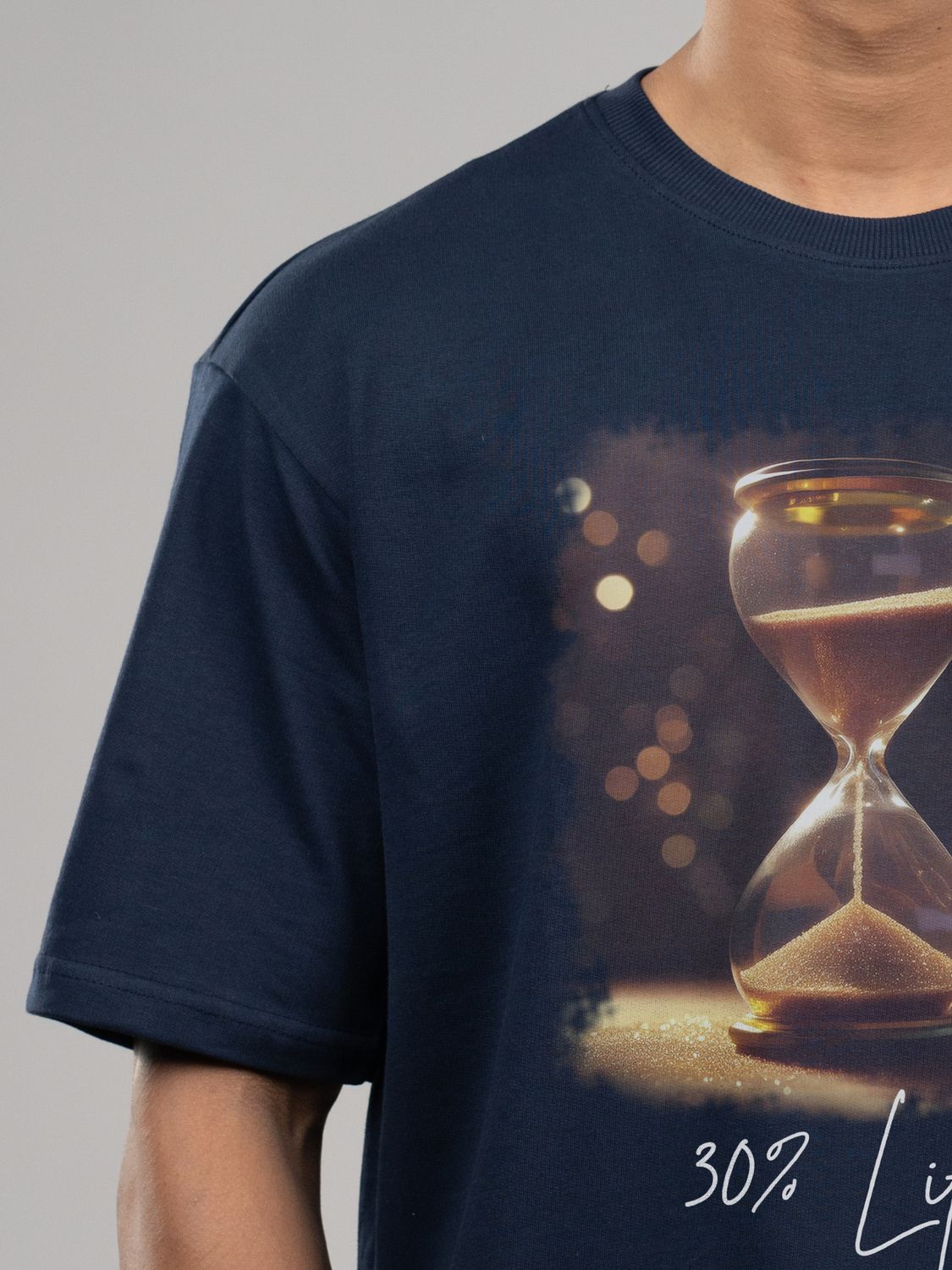 Roads to India® Men's Pure Cotton Casual T-Shirt – Life Percentage Hour Glass Graphic Tee | Unisex Fit (Regular & Oversized) | 180/220 GSM | Half Sleeve, Round Neck | S–5XL | Black, Navy Blue