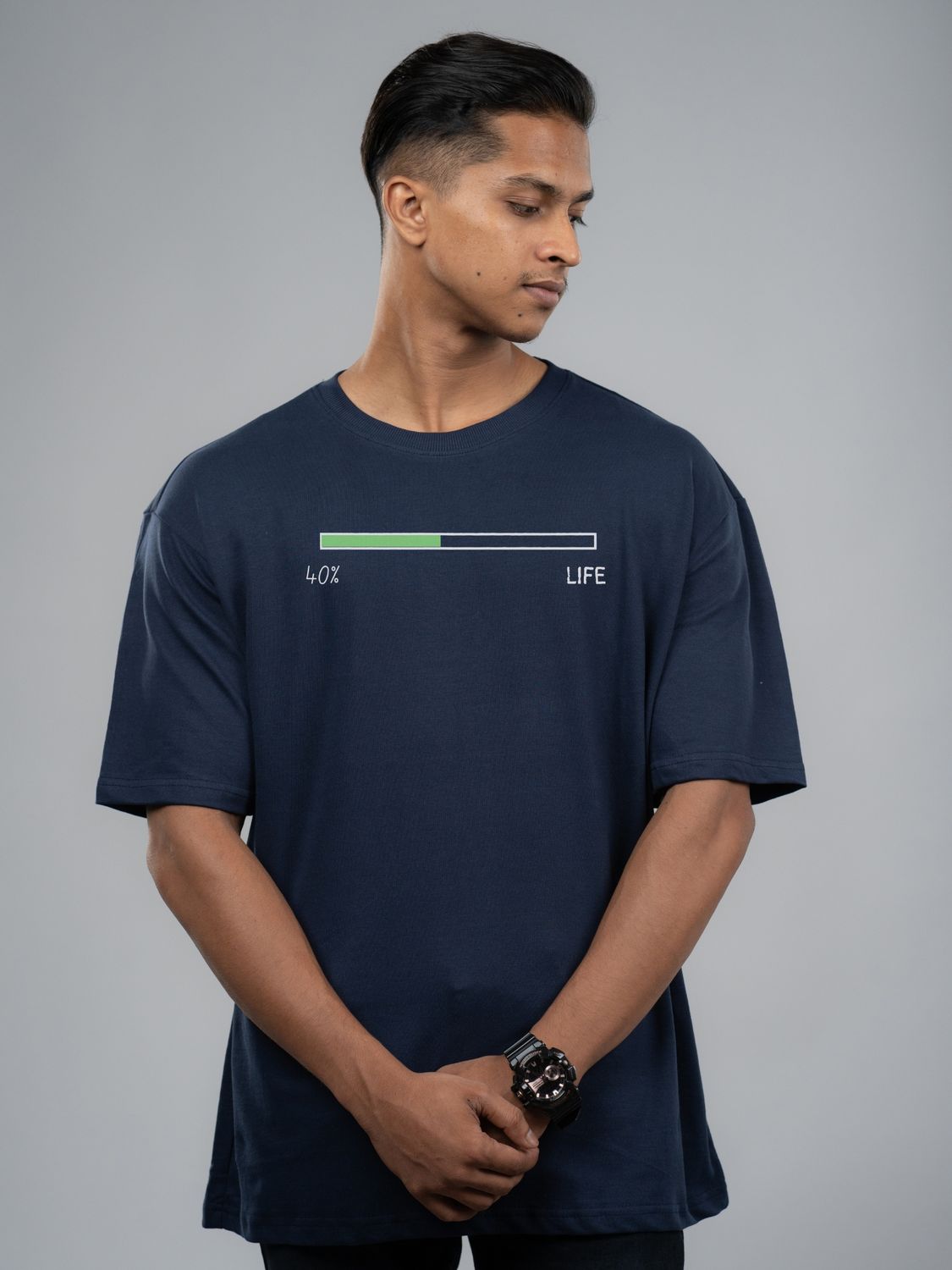 Roads to India® Men's Pure Cotton Casual T-Shirt – Life Percentage Graphic Tee | Unisex Fit (Regular & Oversized) | 180/220 GSM | Half Sleeve, Round Neck | S–5XL | Black, Navy Blue