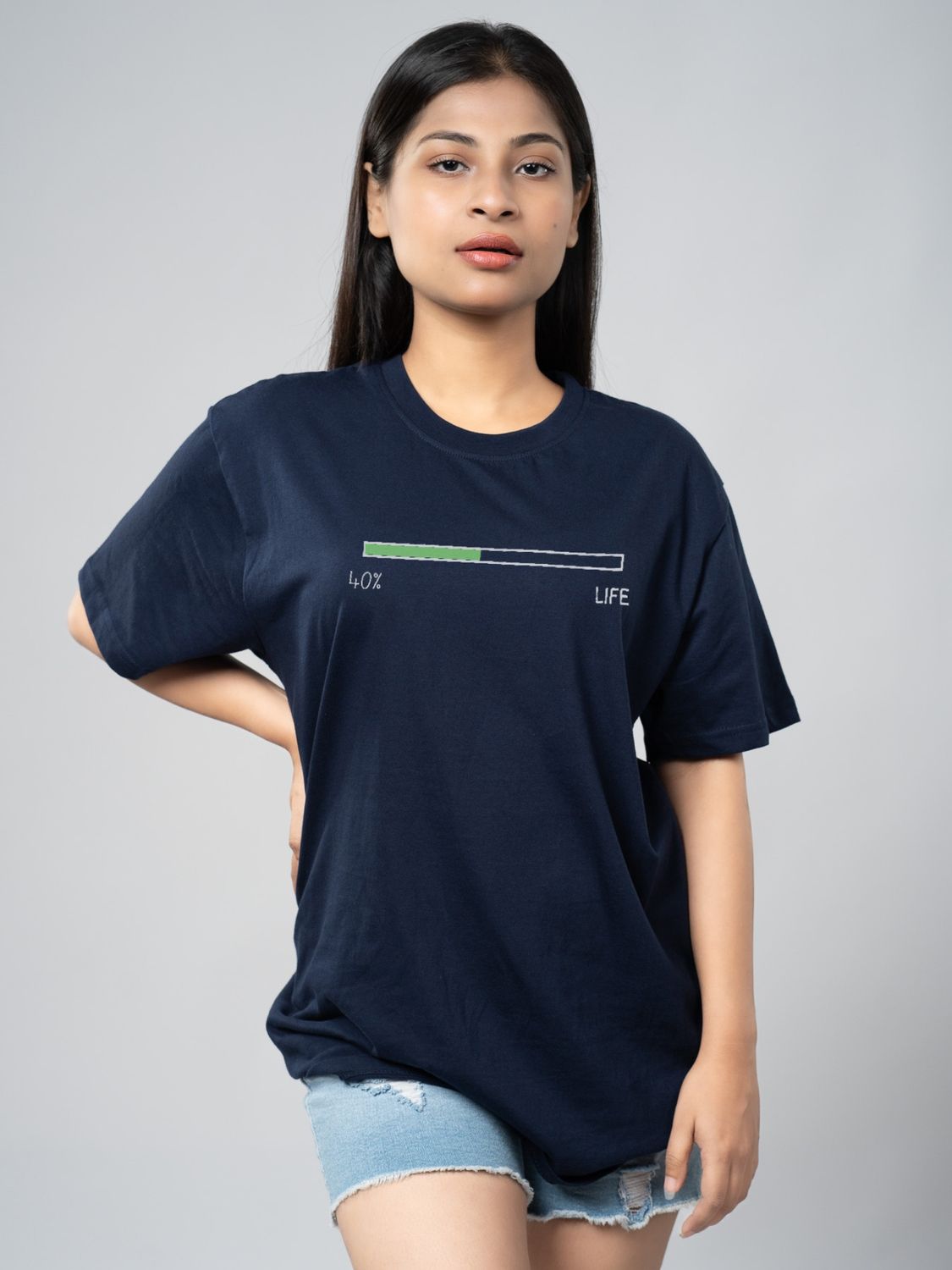 Roads to India® Men's Pure Cotton Casual T-Shirt – Life Percentage Graphic Tee | Unisex Fit (Regular & Oversized) | 180/220 GSM | Half Sleeve, Round Neck | S–5XL | Black, Navy Blue