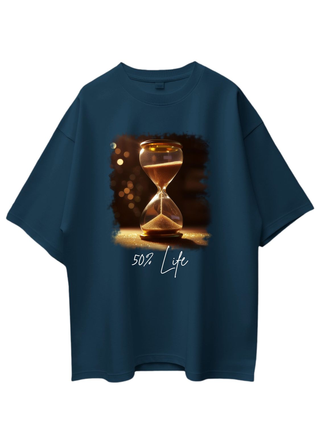 Roads to India® Men's Pure Cotton Casual T-Shirt – Life Percentage Hour Glass Graphic Tee | Unisex Fit (Regular & Oversized) | 180/220 GSM | Half Sleeve, Round Neck | S–5XL | Black, Navy Blue