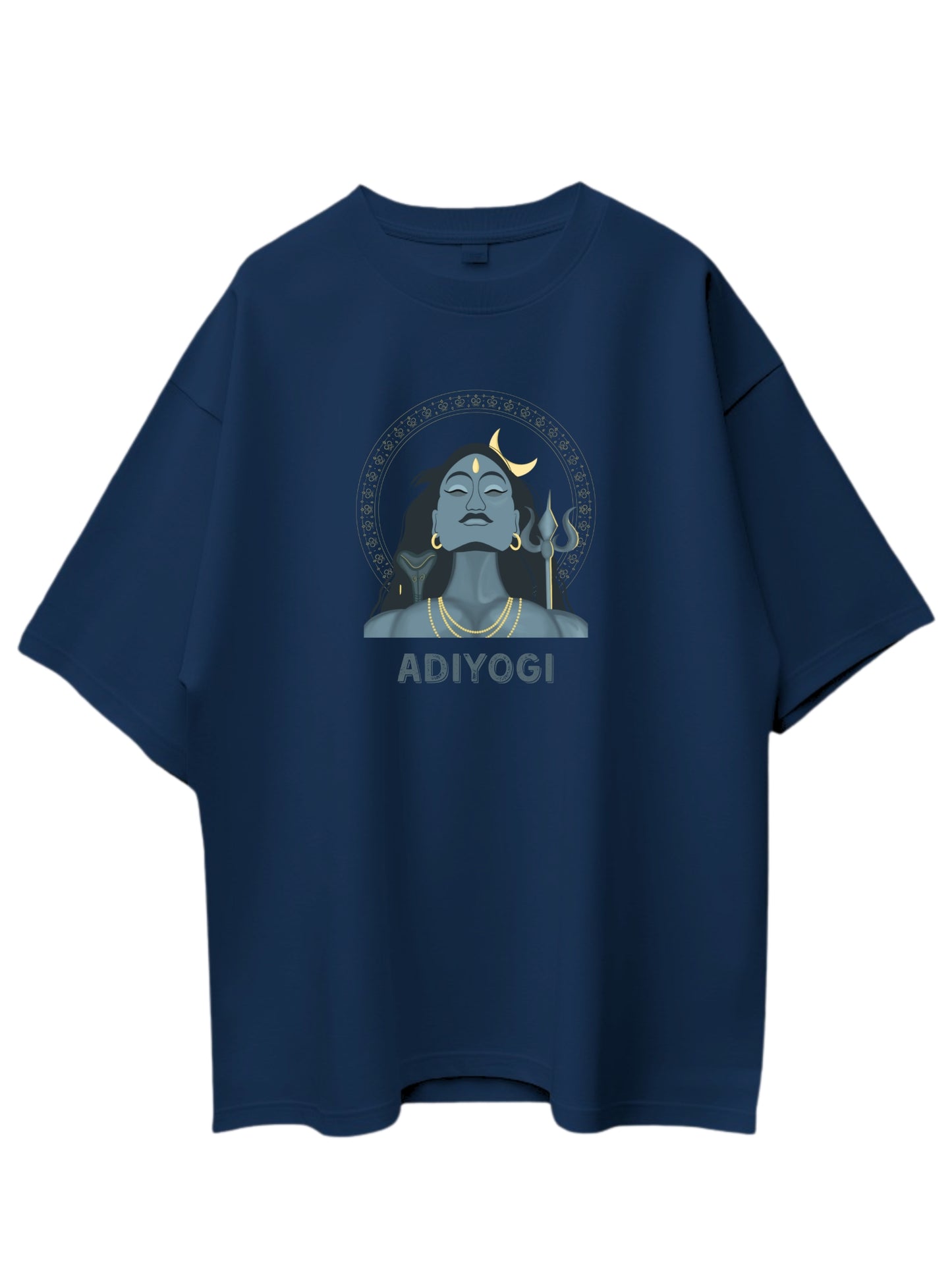 Roads to India® Cotton T-Shirt for Men – Adiyogi Graphic Print Tee | Half Sleeve Round Neck | Unisex Regular & Oversized Fit | 180/220 GSM | White, Golden Yellow | S to 5XL