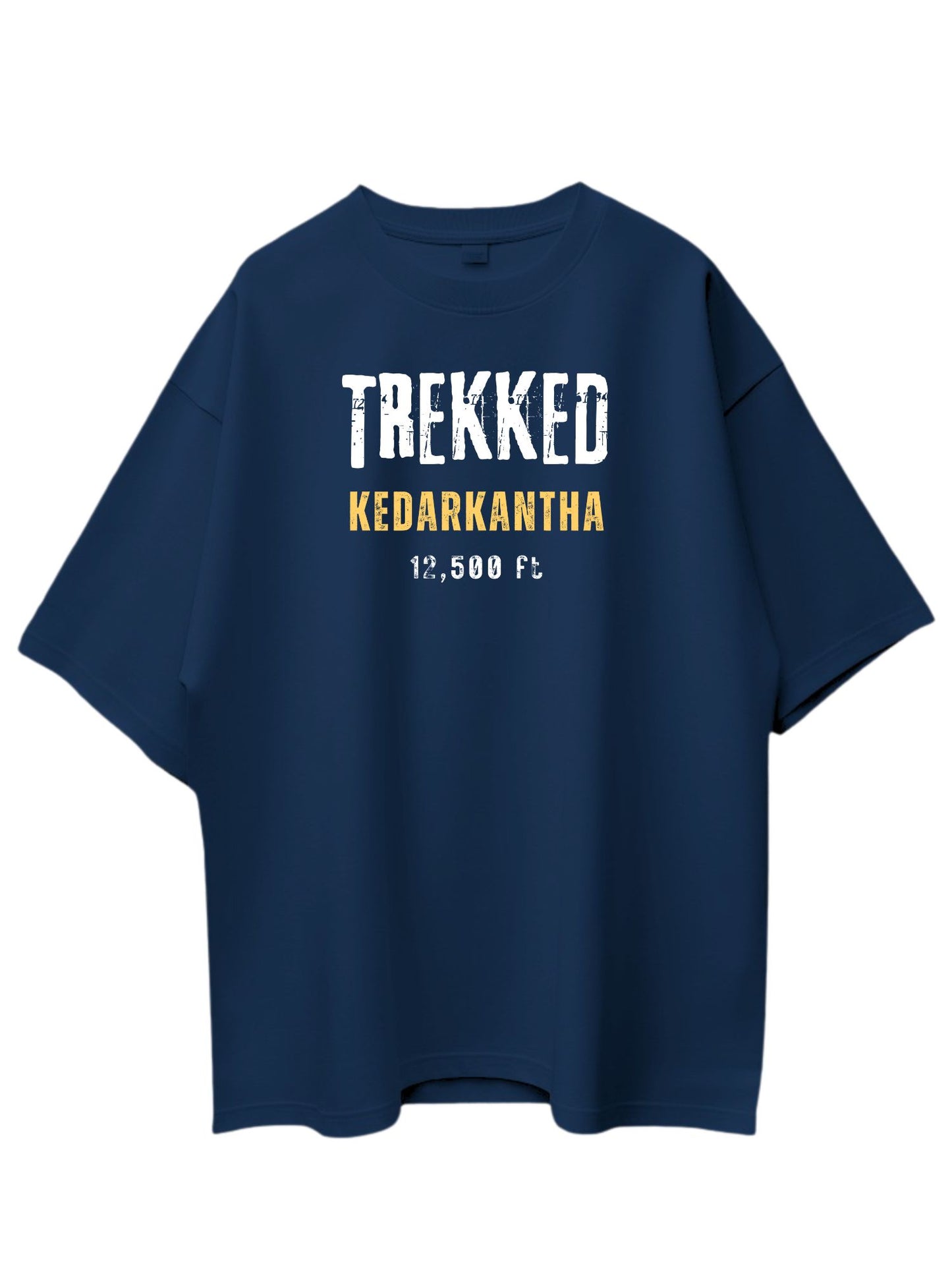 Roads to India® Men's Cotton Trekking T-Shirt – Trekked Kedarkantha Graphic Tee | Unisex Fit (Regular & Oversized) | 180/220 GSM | Half Sleeve, Round Neck | S–5XL | Black, Navy Blue