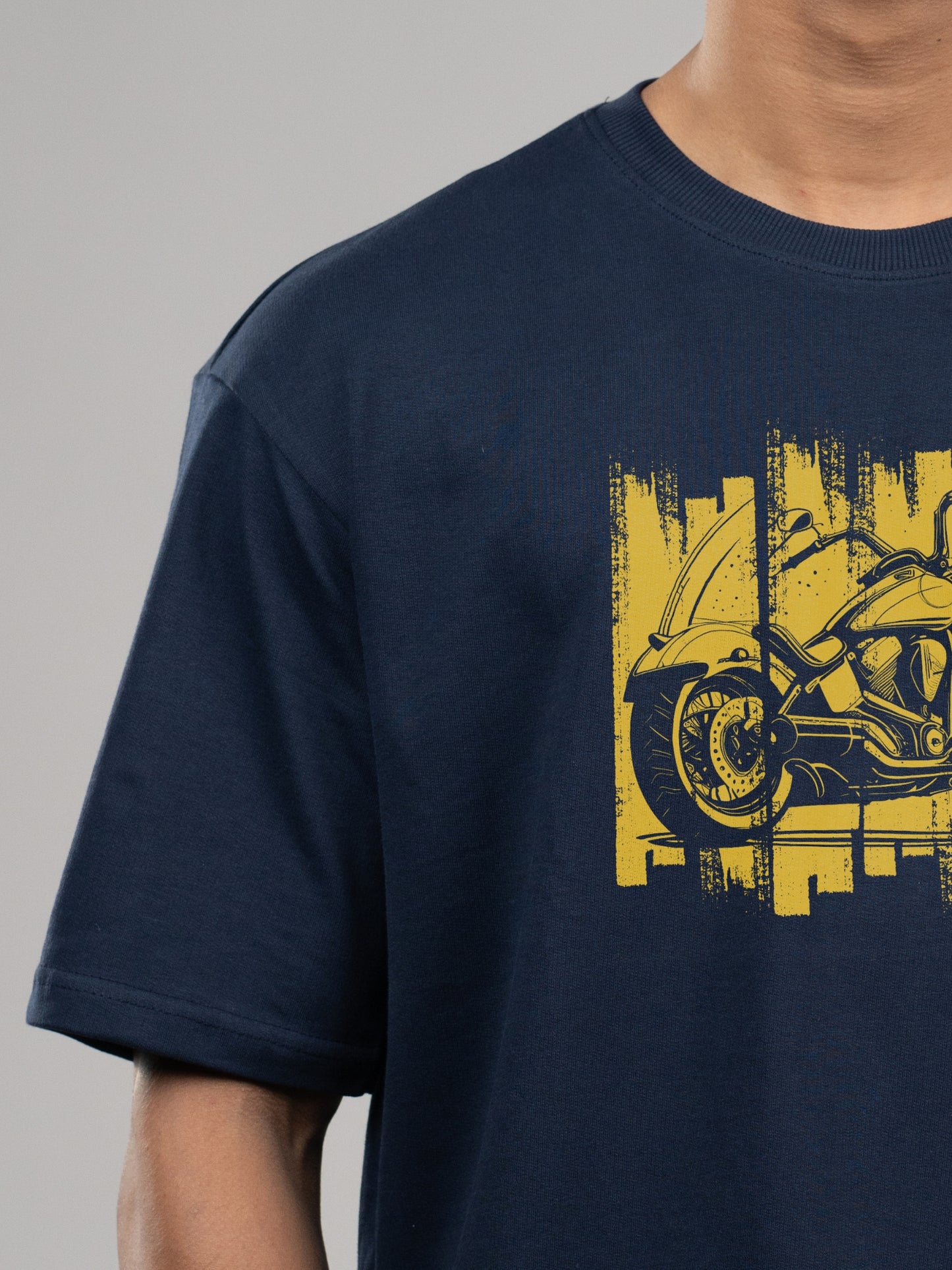 Roads to India® Men's Pure Cotton Travel T-Shirt – Ladakh Rider Graphic Tee Drop Shoulder, Unisex Regular & Oversized | 180/220 GSM | Half Sleeve, Round Neck | Sizes S–5XL | Black, Navy Blue