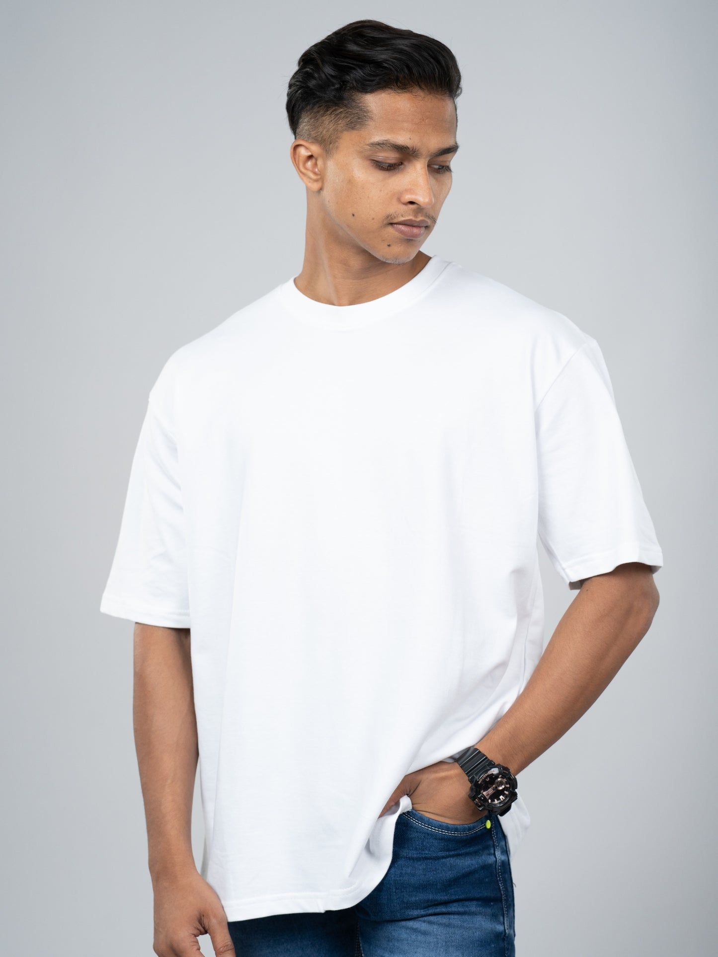 Roads to India® Men's Cotton Casual T-Shirt – Premium Plain Tee | Unisex Fit (Oversized) | 220 GSM | Half Sleeve, Round Neck | S–5XL | Black, Navy Blue, White