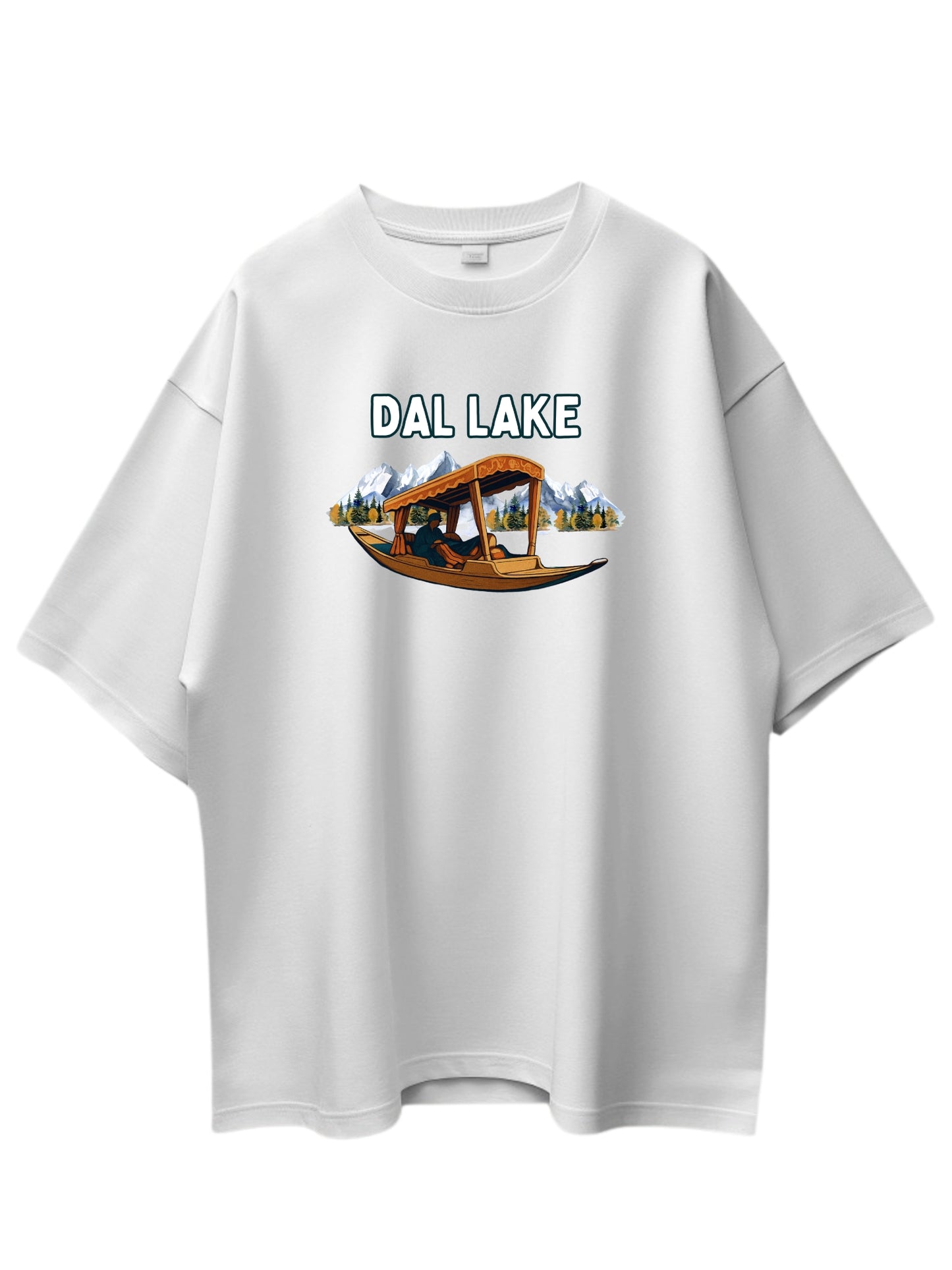 Roads to India® Pure Cotton Regular, Oversized Travel t-shirt for Men - Dal Lake - Unisex Round Neck Printed Casual fit Drop Shoulder 180-220 GSM | S - 5XL | Black, Blue, White