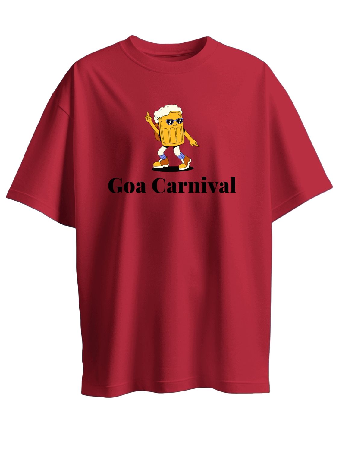 Roads to India® T-Shirt for Men – 100% Cotton Goa Carnival Half Sleeve Round Neck Graphic Print Tee | Unisex Regular & Oversized Fit | 180/220 GSM | S–5XL | White, Yellow, Red