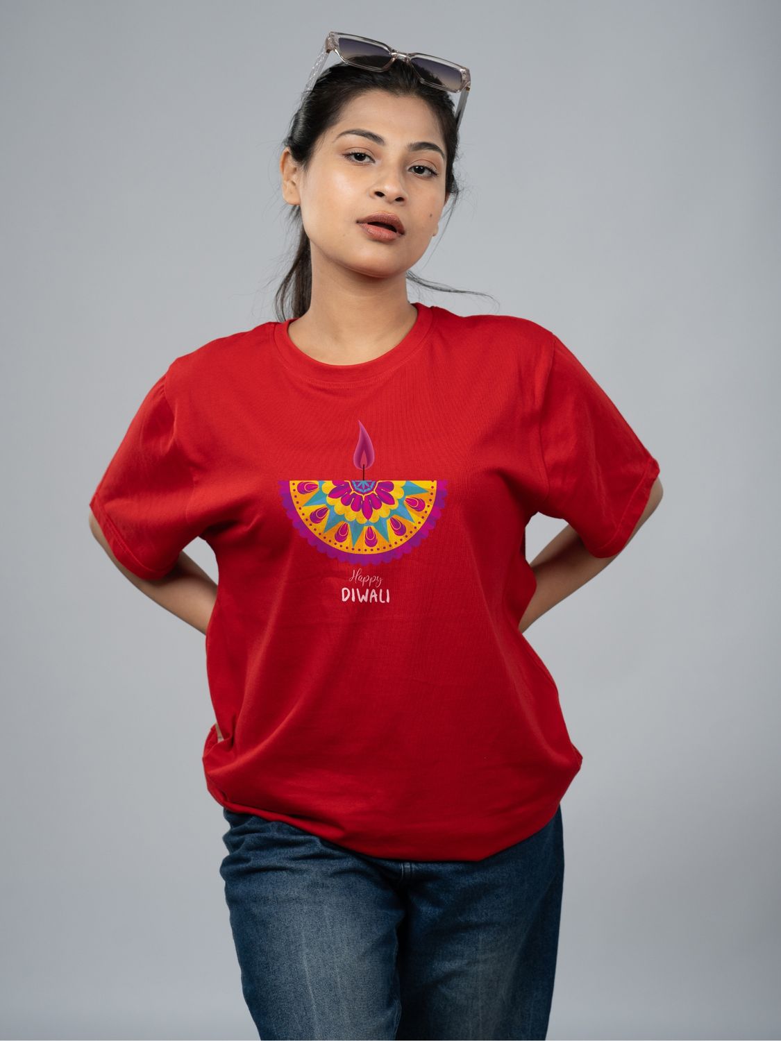 Roads to India® T-Shirt for Men – 100% Cotton Diwali Half Sleeve Round Neck Graphic Print Tee | Unisex Regular & Oversized Fit | 180/220 GSM | S–5XL | Black, Navy Blue, Red, Yellow