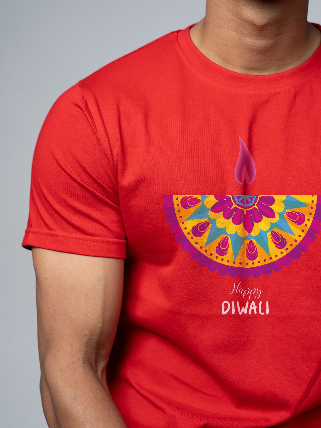 Roads to India® T-Shirt for Men – 100% Cotton Diwali Half Sleeve Round Neck Graphic Print Tee | Unisex Regular & Oversized Fit | 180/220 GSM | S–5XL | Black, Navy Blue, Red, Yellow