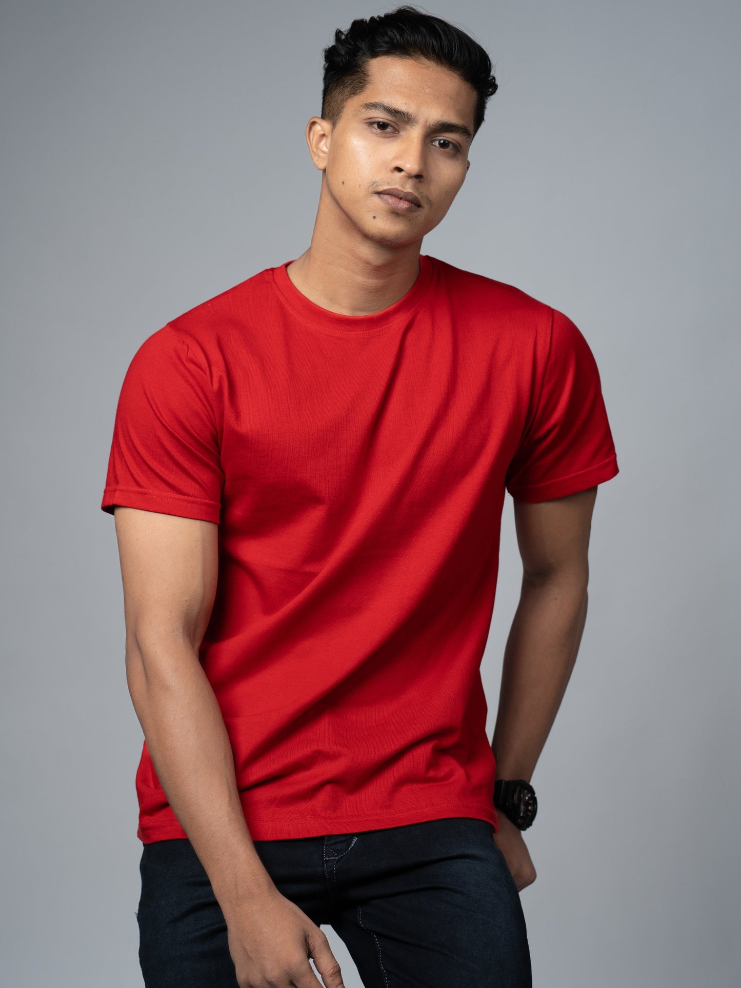 Roads to India® Men's Cotton Casual T-Shirt – Premium Plain T-Shirt | Unisex Fit (Regular)| 180 GSM | Half Sleeve, Round Neck | S–5XL | White, Black, Nevy Blue, Red, Golden Yellow, Olive Green, Grey