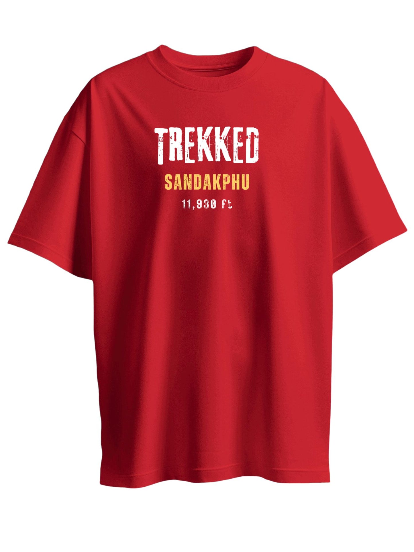 Roads to India® Men's Cotton Trekking T-Shirt – Trekked Sandakphu–Phalut Graphic Tee | Regular & Oversized | 180/220 GSM | Half Sleeve, Round Neck | S–5XL | Black, Blue, Red, Grey, Olive