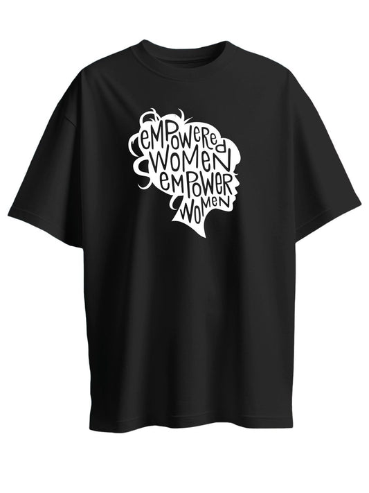 Roads to India® Women's Pure Cotton Casual T-Shirt – Empowered Women Graphic Tee | Unisex Fit (Regular & Oversized) | 180/220 GSM | Half Sleeve, Round Neck | S–5XL | Black, Navy Blue, White, Red