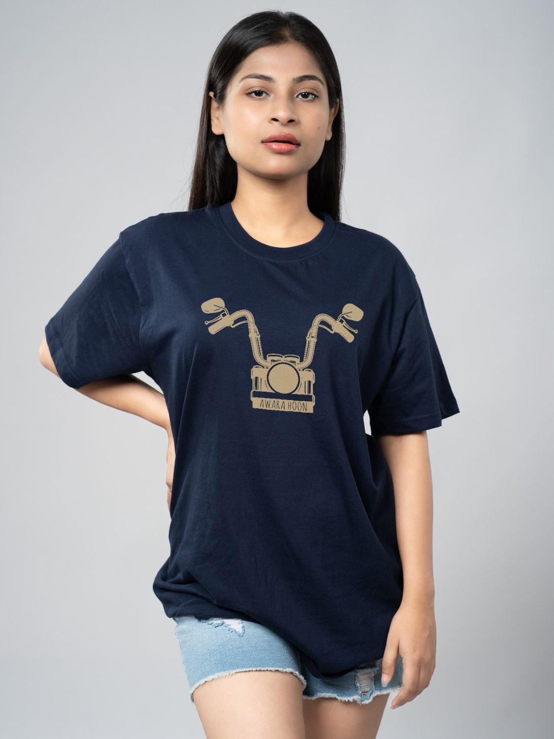 Roads to India® Men's Pure Cotton Trekking T-Shirt – Aawara Hoon Graphic Tee | Unisex Regular & Oversized Fit | 180/220 GSM | Half Sleeve Round Neck | S–5XL | White, Green, Yellow