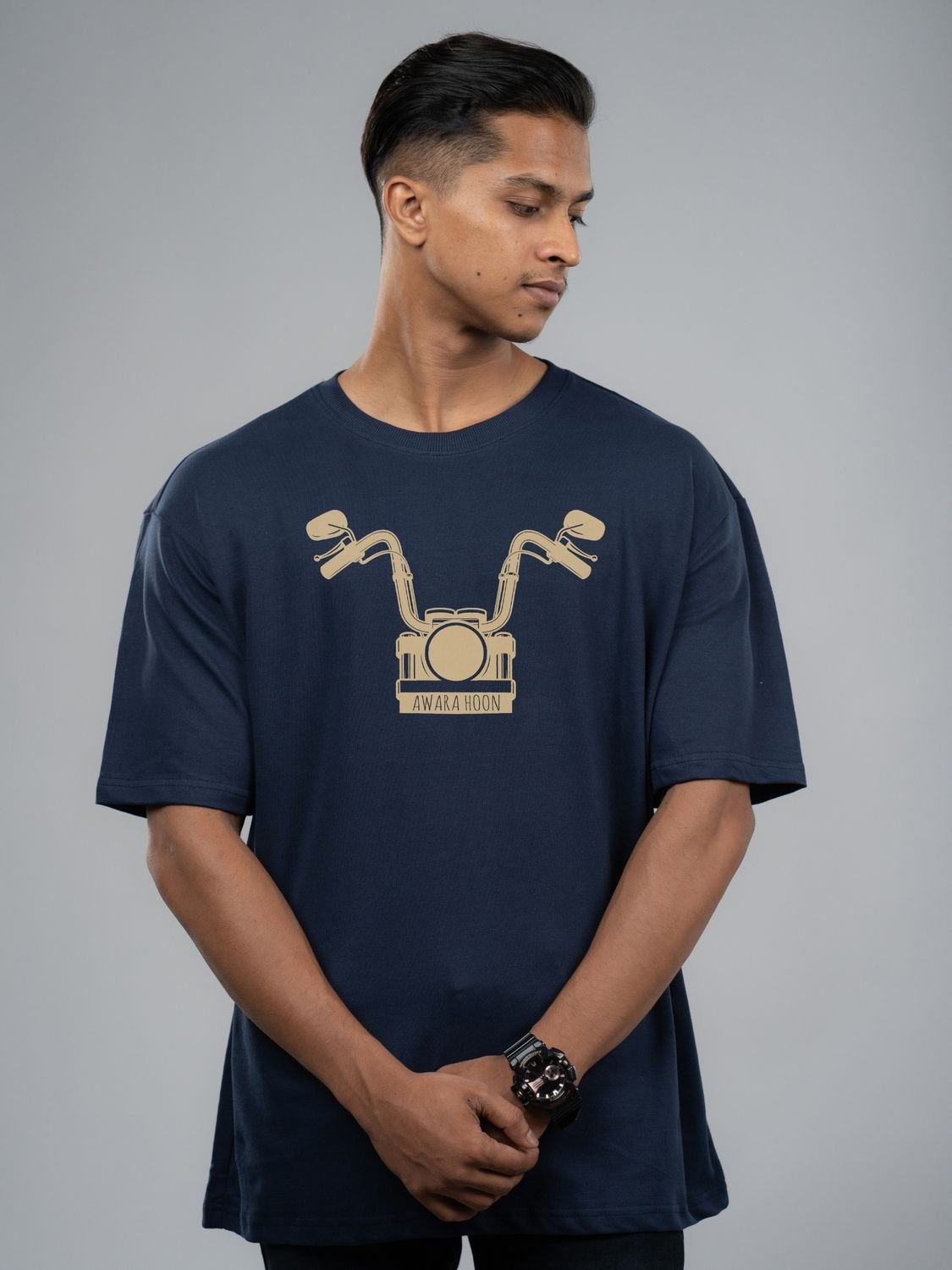 Roads to India® Men's Pure Cotton Trekking T-Shirt – Aawara Hoon Graphic Tee | Unisex Regular & Oversized Fit | 180/220 GSM | Half Sleeve Round Neck | S–5XL | White, Green, Yellow