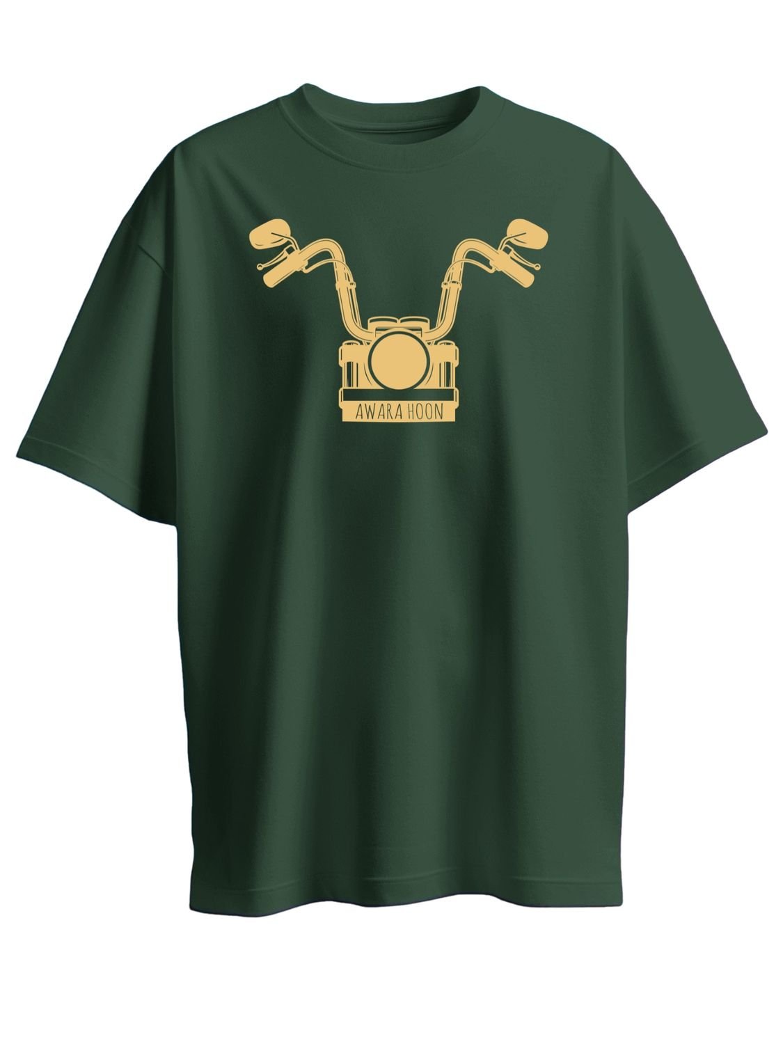 Roads to India® Men's Pure Cotton Trekking T-Shirt – Aawara Hoon Graphic Tee | Unisex Regular & Oversized Fit | 180/220 GSM | Half Sleeve Round Neck | S–5XL | White, Green, Yellow