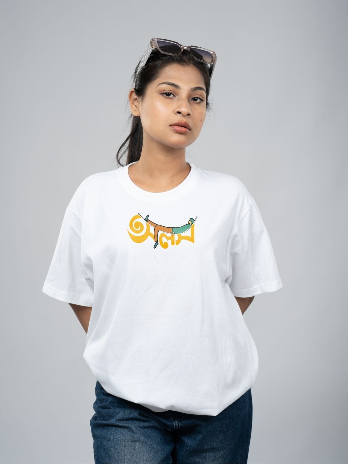 Roads to India® Men's Pure Cotton Casual T-Shirt – Alas - Khai Dai Ghumai Bengali Quote Tee | Unisex Fit (Regular & Oversized) | 180/220 GSM | Half Sleeve, Round Neck | S–5XL | White, Black