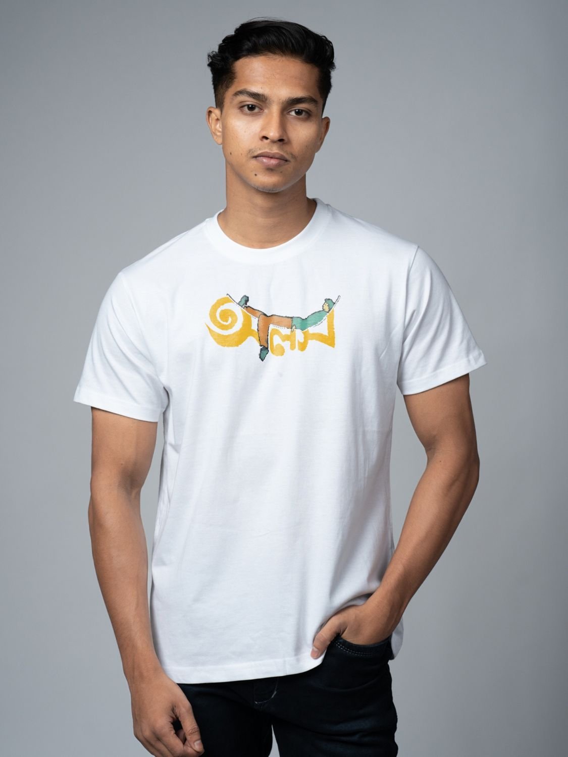 Roads to India® Men's Pure Cotton Casual T-Shirt – Alas - Khai Dai Ghumai Bengali Quote Tee | Unisex Fit (Regular & Oversized) | 180/220 GSM | Half Sleeve, Round Neck | S–5XL | White, Black