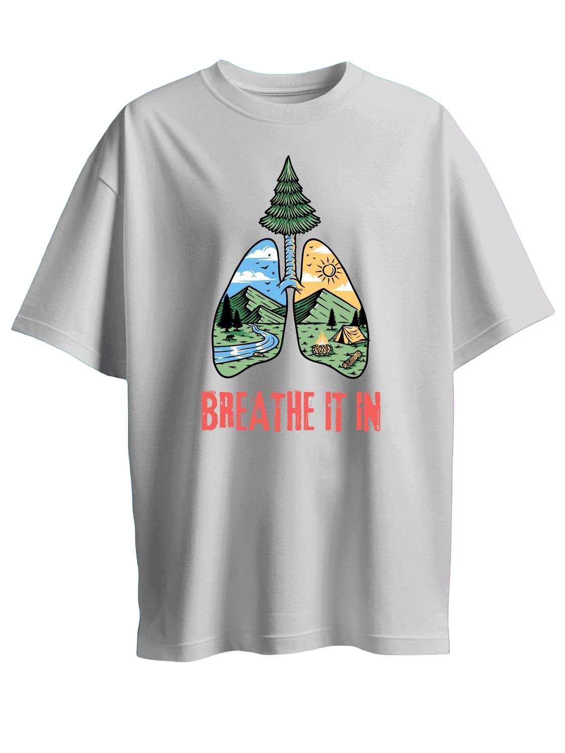 Roads to India® Cotton T-Shirt for Men – Breathe It In Graphic Print Tee | Half Sleeve Round Neck | Unisex Regular & Oversized Fit | 180/220 GSM | White, Golden Yellow | S to 5XL