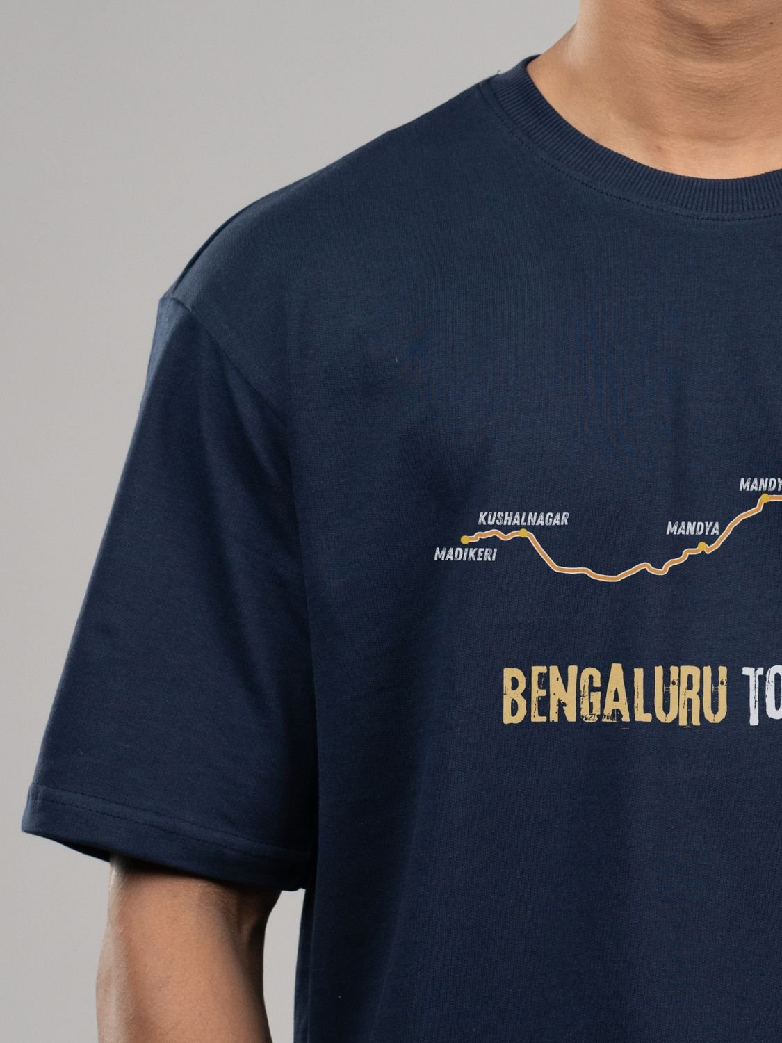 Roads to India® Men's Pure Cotton Travel T-Shirt – Bengaluru to Coorg Graphic Tee | Unisex Fit (Regular & Oversized) | 180/220 GSM | Half Sleeve, Round Neck | S–5XL | Black, Navy Blue