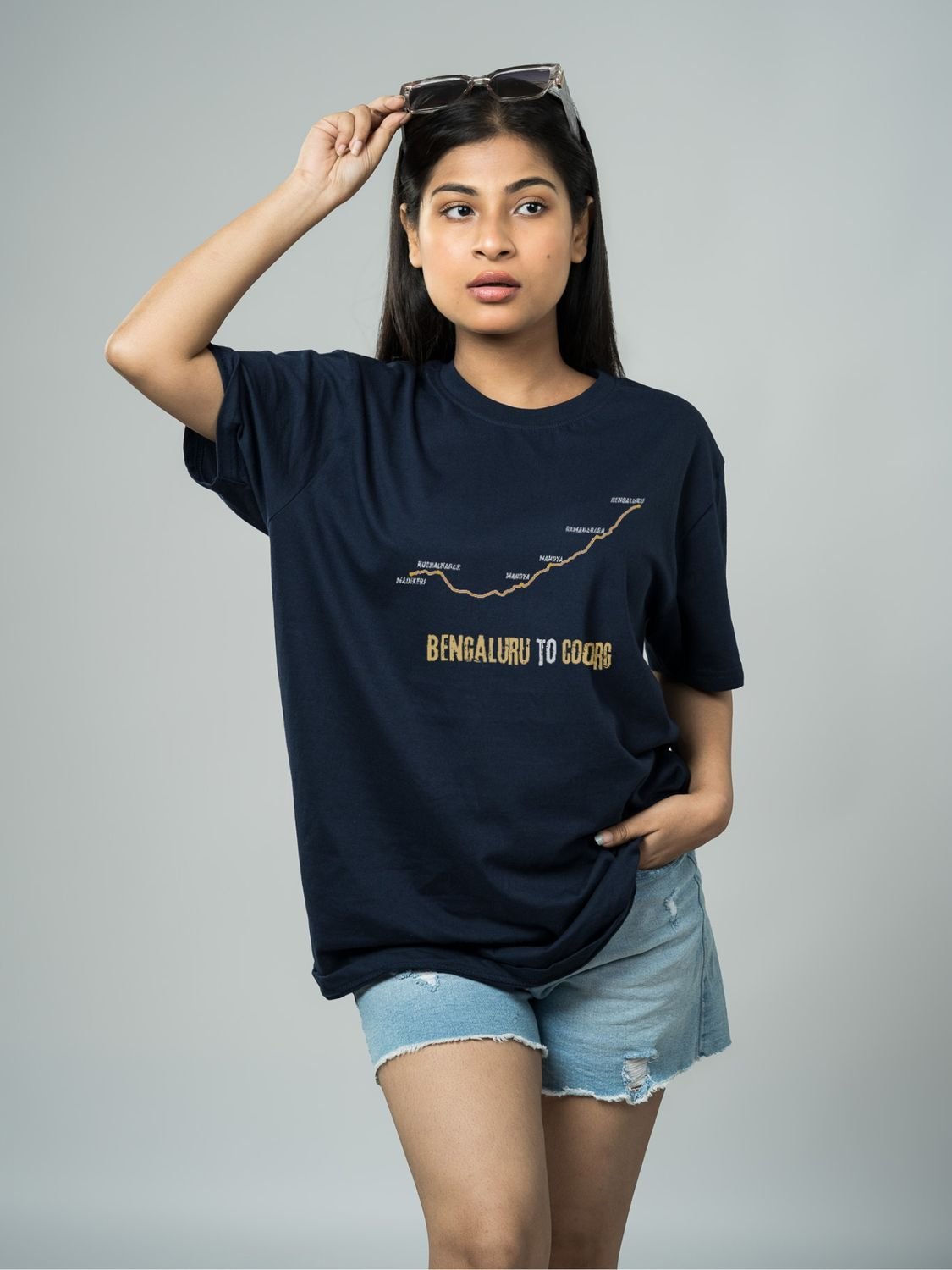 Roads to India® Men's Pure Cotton Travel T-Shirt – Bengaluru to Coorg Graphic Tee | Unisex Fit (Regular & Oversized) | 180/220 GSM | Half Sleeve, Round Neck | S–5XL | Black, Navy Blue