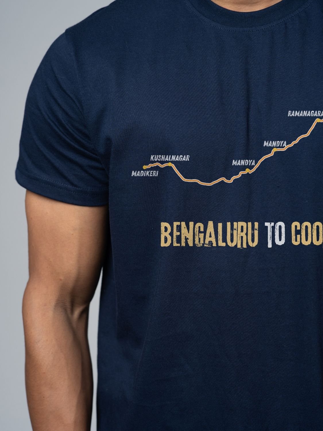 Roads to India® Men's Pure Cotton Travel T-Shirt – Bengaluru to Coorg Graphic Tee | Unisex Fit (Regular & Oversized) | 180/220 GSM | Half Sleeve, Round Neck | S–5XL | Black, Navy Blue