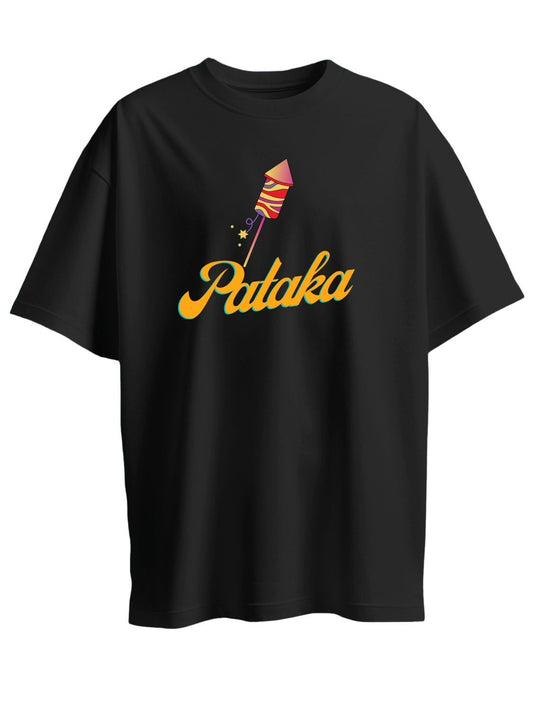 Roads to India® T-Shirt for Men – 100% Cotton Beware of Pataka Half Sleeve Round Neck Graphic Print Tee | Unisex Regular & Oversized Fit | 180/220 GSM | S–5XL | Black, Navy Blue, Olive Green