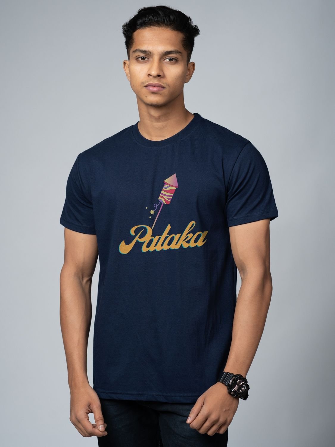 Roads to India® T-Shirt for Men – 100% Cotton Beware of Pataka Half Sleeve Round Neck Graphic Print Tee | Unisex Regular & Oversized Fit | 180/220 GSM | S–5XL | Black, Navy Blue, Olive Green