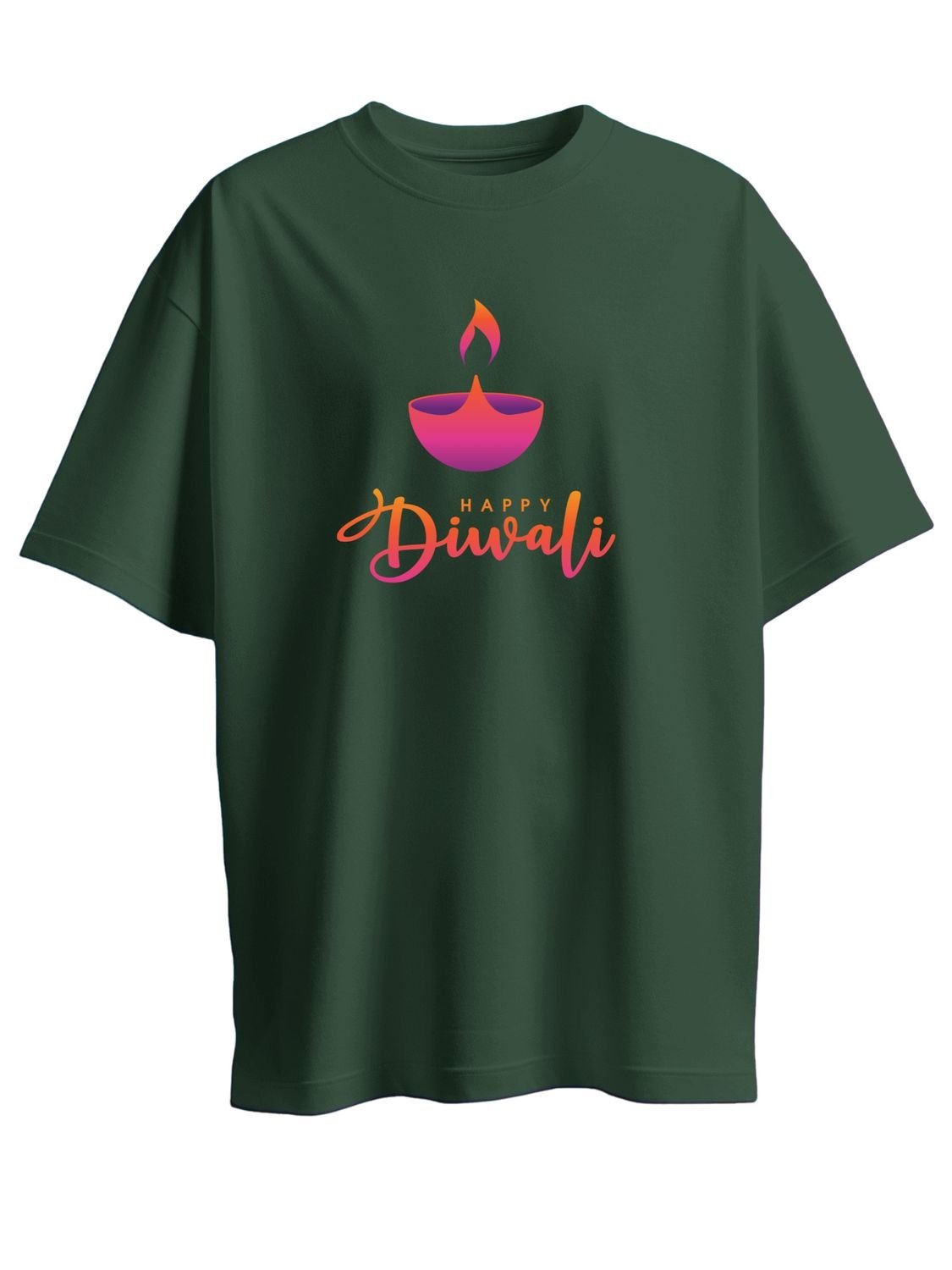 Roads to India® T-Shirt for Men – 100% Cotton Diwali Diya Half Sleeve Round Neck Graphic Print Tee | Unisex Regular & Oversized Fit | 180/220 GSM | S–5XL | Black, Navy Blue, White, Olive Green, Yellow