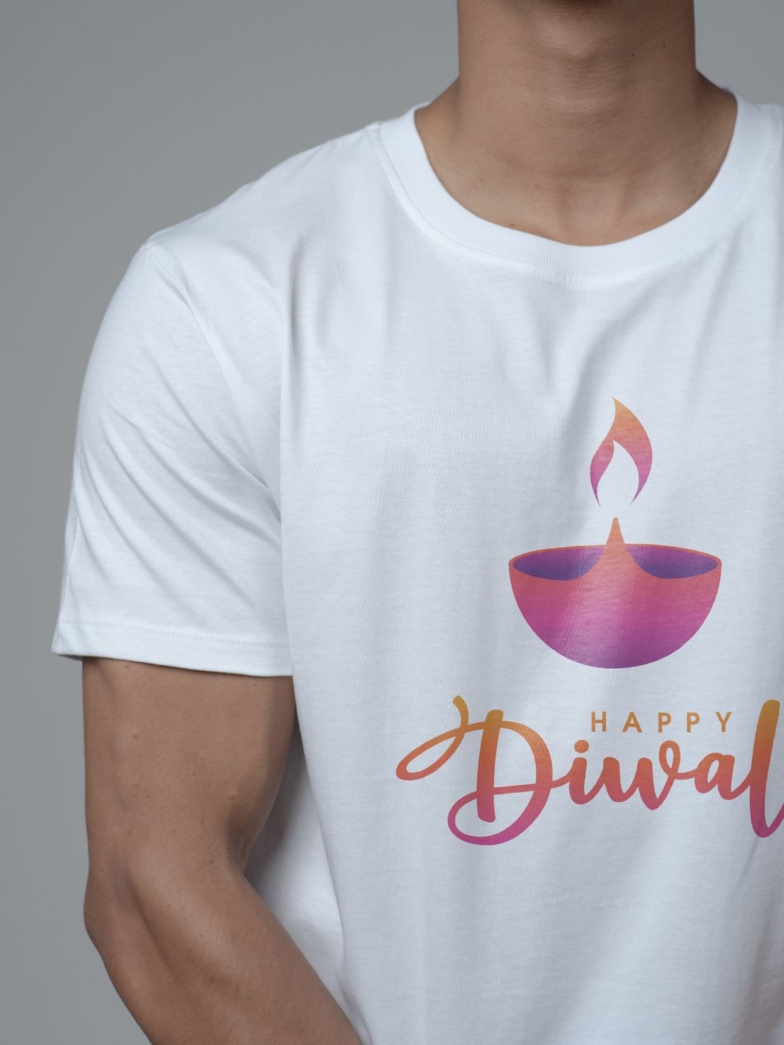 Roads to India® T-Shirt for Men – 100% Cotton Diwali Diya Half Sleeve Round Neck Graphic Print Tee | Unisex Regular & Oversized Fit | 180/220 GSM | S–5XL | Black, Navy Blue, White, Olive Green, Yellow