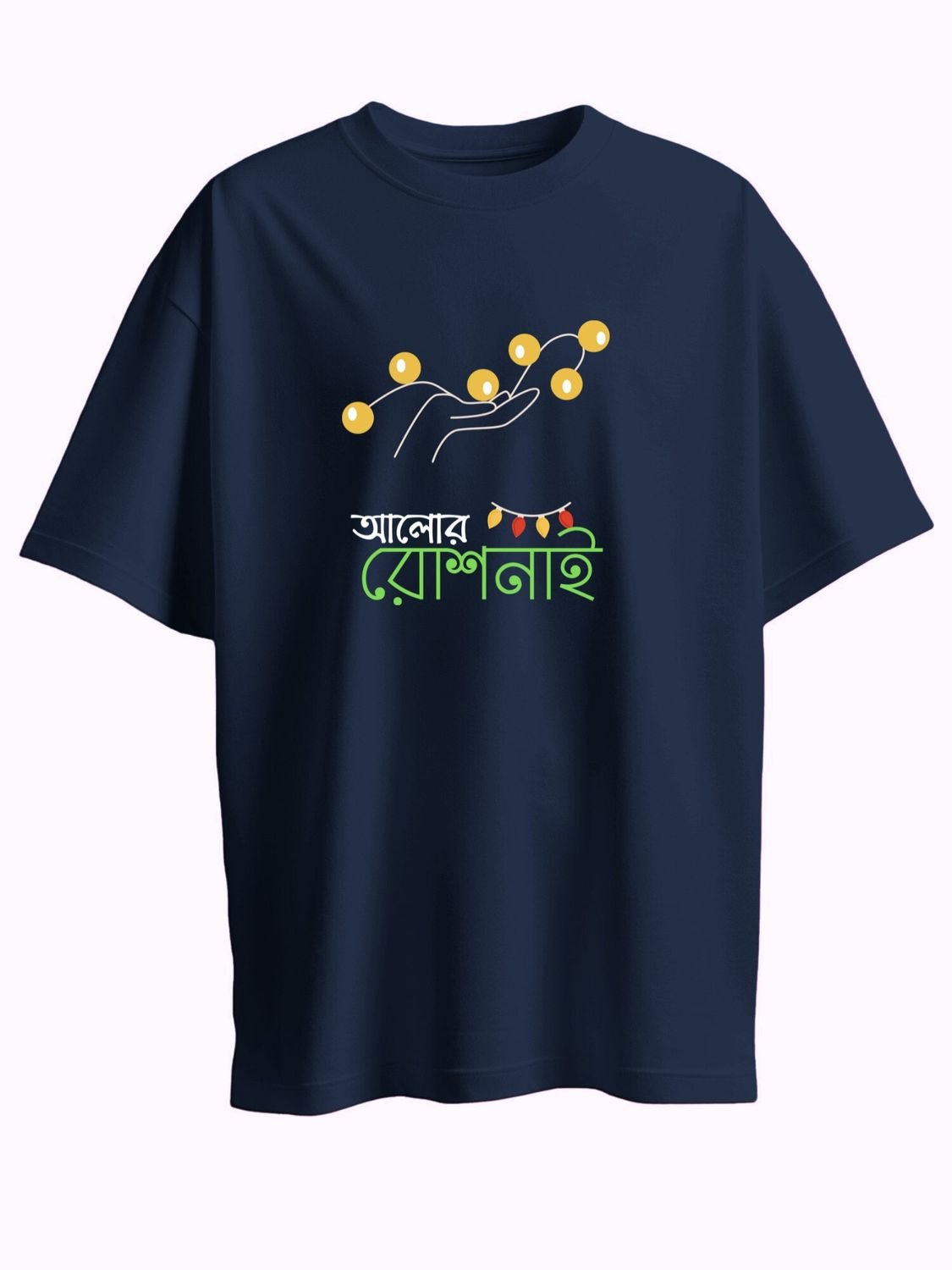 Roads to India® T-Shirt for Men – 100% Cotton Diwali in Kolkata Half Sleeve Round Neck Graphic Print Tee | Unisex Regular & Oversized Fit | 180/220 GSM | S–5XL | Black, Navy Blue