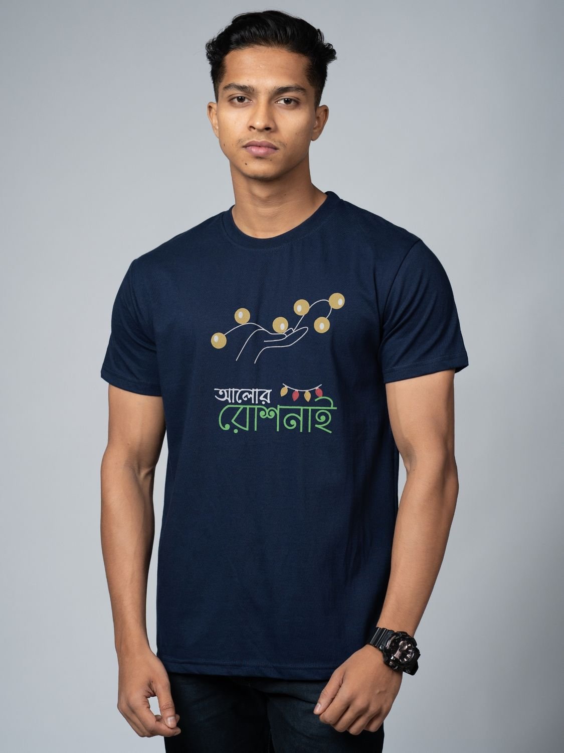 Roads to India® T-Shirt for Men – 100% Cotton Diwali in Kolkata Half Sleeve Round Neck Graphic Print Tee | Unisex Regular & Oversized Fit | 180/220 GSM | S–5XL | Black, Navy Blue