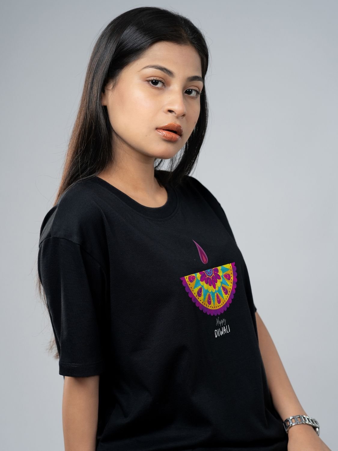 Roads to India® T-Shirt for Men – 100% Cotton Diwali Half Sleeve Round Neck Graphic Print Tee | Unisex Regular & Oversized Fit | 180/220 GSM | S–5XL | Black, Navy Blue, Red, Yellow
