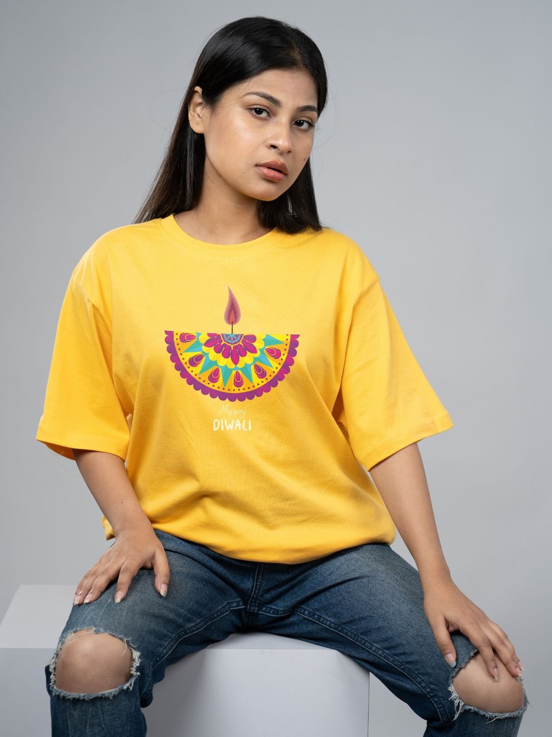 Roads to India® T-Shirt for Men – 100% Cotton Diwali Half Sleeve Round Neck Graphic Print Tee | Unisex Regular & Oversized Fit | 180/220 GSM | S–5XL | Black, Navy Blue, Red, Yellow