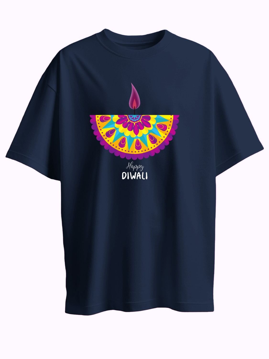 Roads to India® T-Shirt for Men – 100% Cotton Diwali Half Sleeve Round Neck Graphic Print Tee | Unisex Regular & Oversized Fit | 180/220 GSM | S–5XL | Black, Navy Blue, Red, Yellow