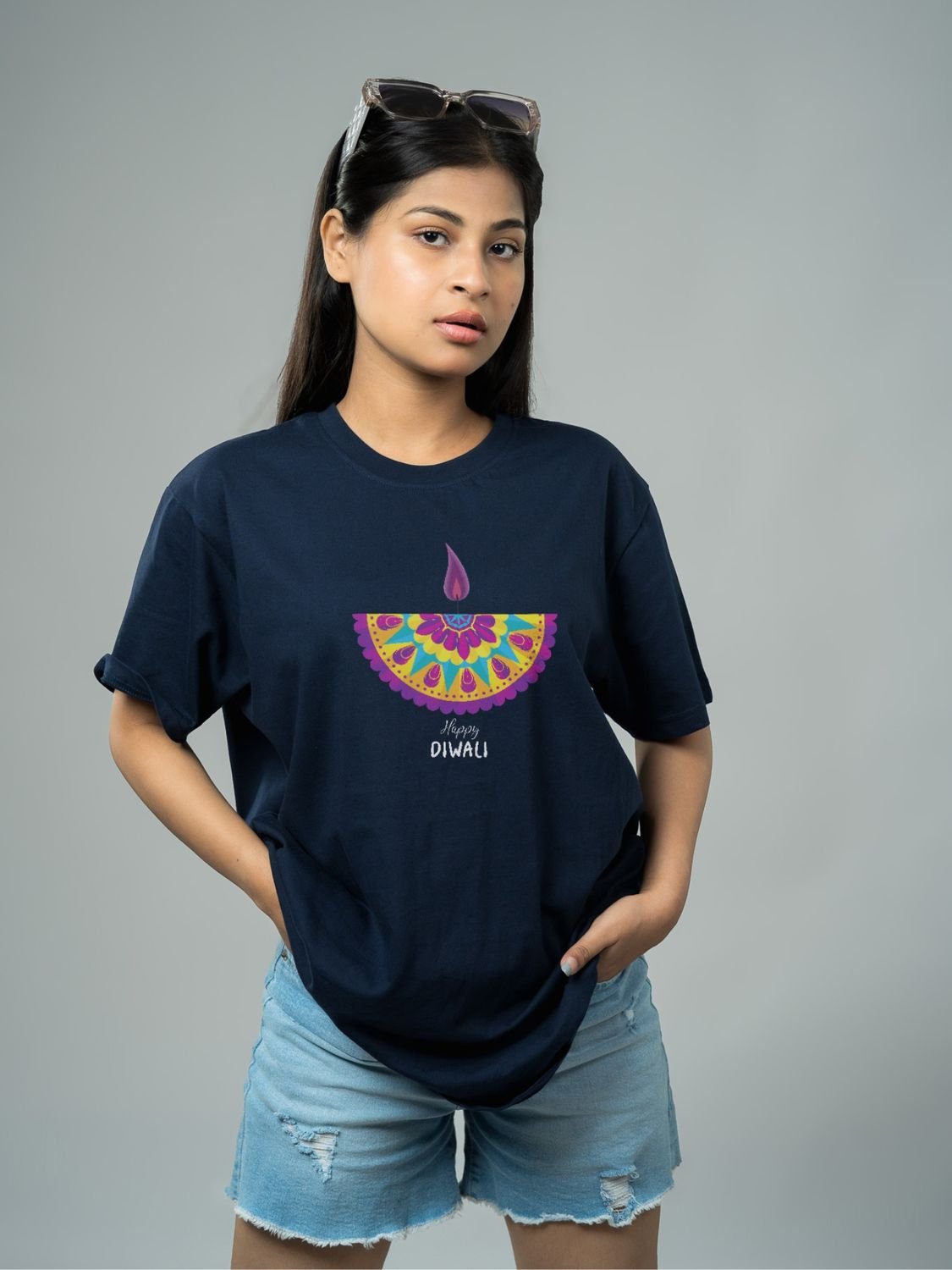 Roads to India® T-Shirt for Men – 100% Cotton Diwali Half Sleeve Round Neck Graphic Print Tee | Unisex Regular & Oversized Fit | 180/220 GSM | S–5XL | Black, Navy Blue, Red, Yellow
