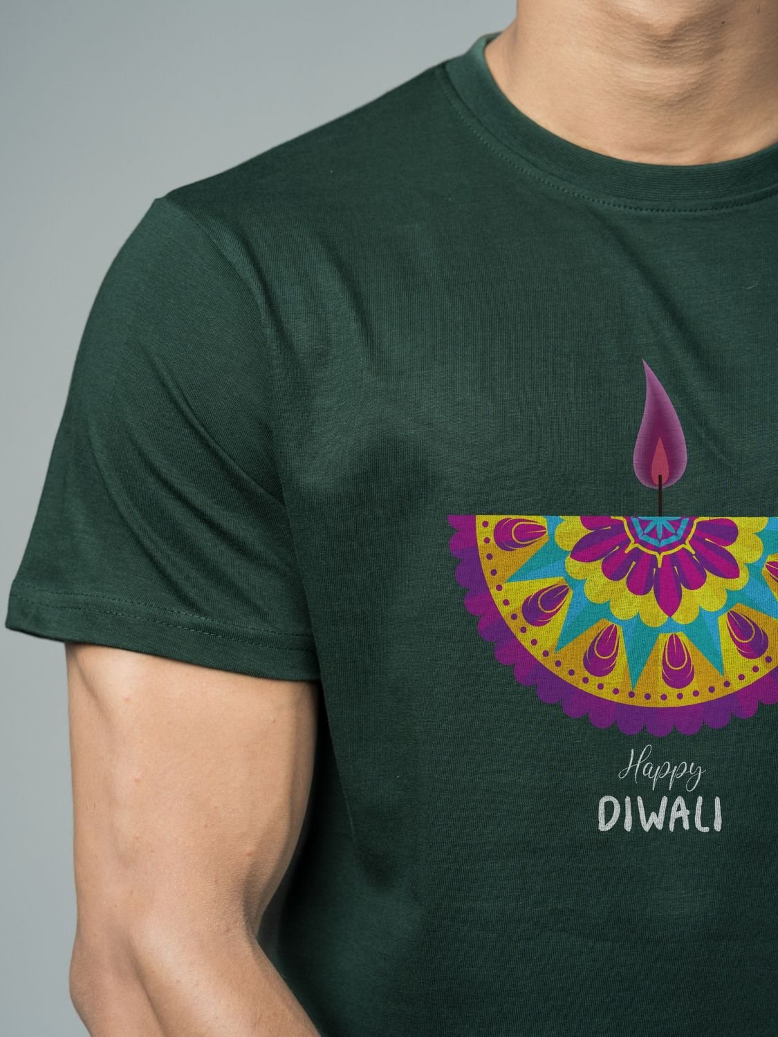 Roads to India® T-Shirt for Men – 100% Cotton Diwali Half Sleeve Round Neck Graphic Print Tee | Unisex Regular & Oversized Fit | 180/220 GSM | S–5XL | Black, Navy Blue, Red, Yellow
