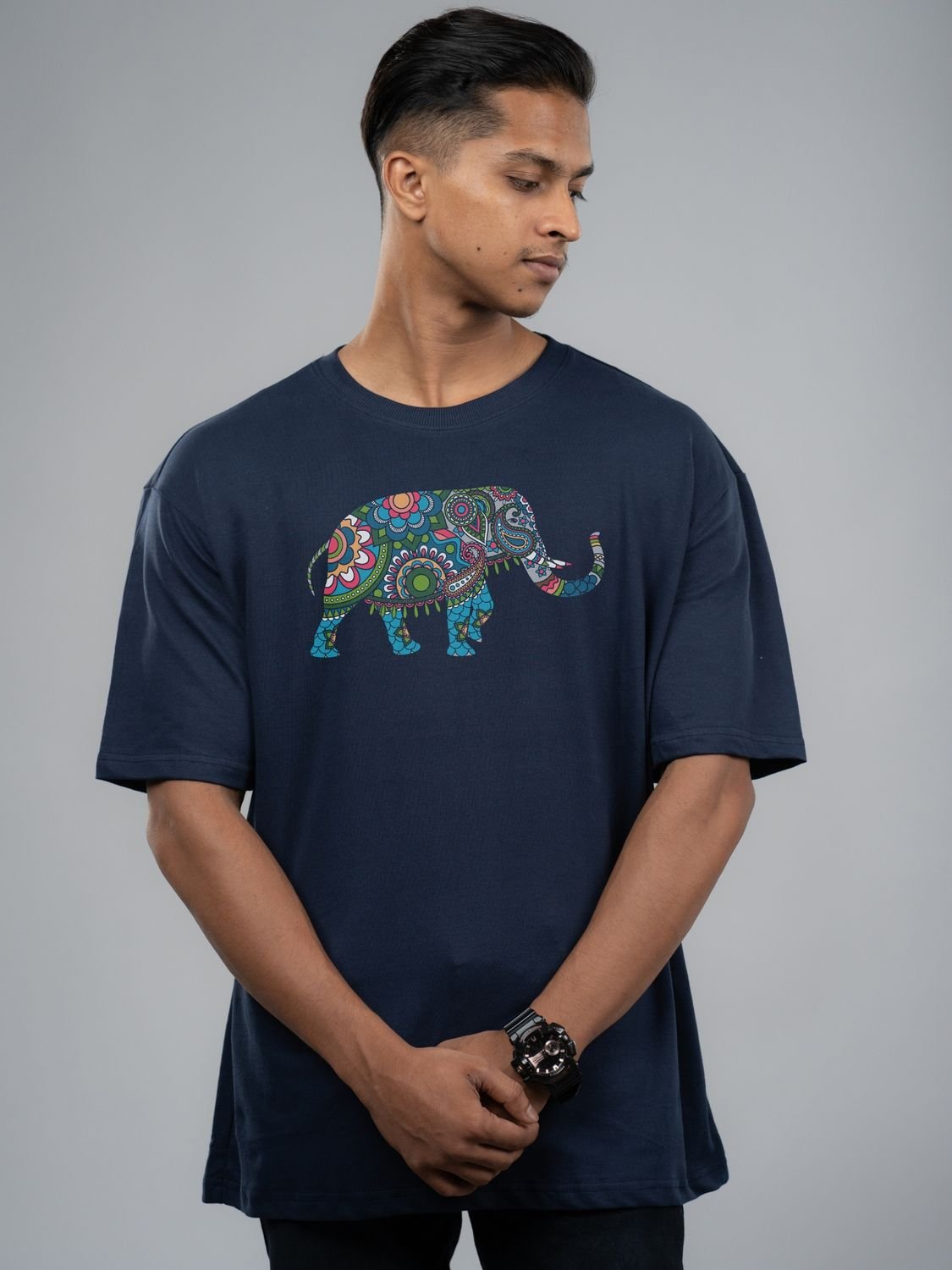 Roads to India® T-Shirt for Men – 100% Cotton Elephant Half Sleeve Round Neck Graphic Print Tee | Unisex Regular & Oversized Fit | 180/220 GSM | S–5XL | White, Yellow, Black