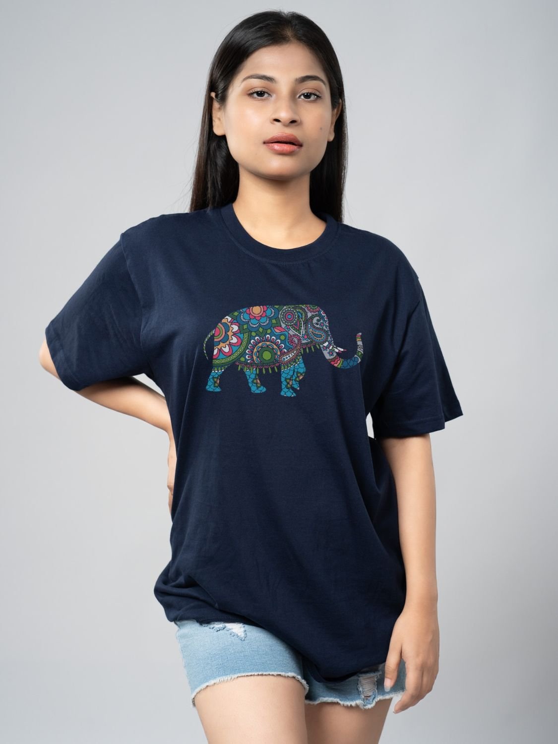 Roads to India® T-Shirt for Men – 100% Cotton Elephant Half Sleeve Round Neck Graphic Print Tee | Unisex Regular & Oversized Fit | 180/220 GSM | S–5XL | White, Yellow, Black