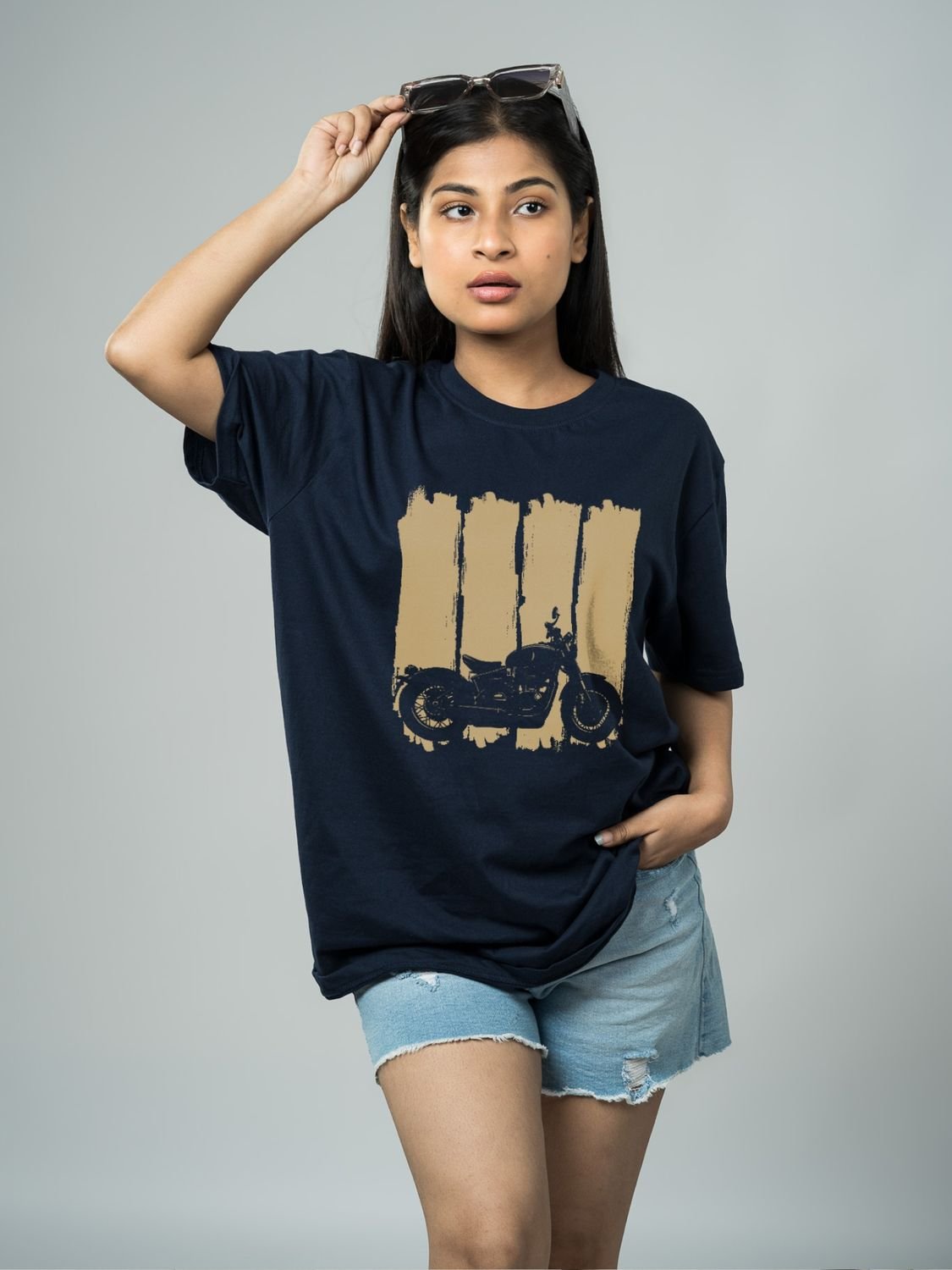 Roads to India® T-Shirt for Men – 100% Cotton Ladakh Motorcycle Rider Half Sleeve Round Neck Graphic Print Tee | Regular & Oversized Fit | 180/220 GSM | S–5XL | Black, Navy Blue