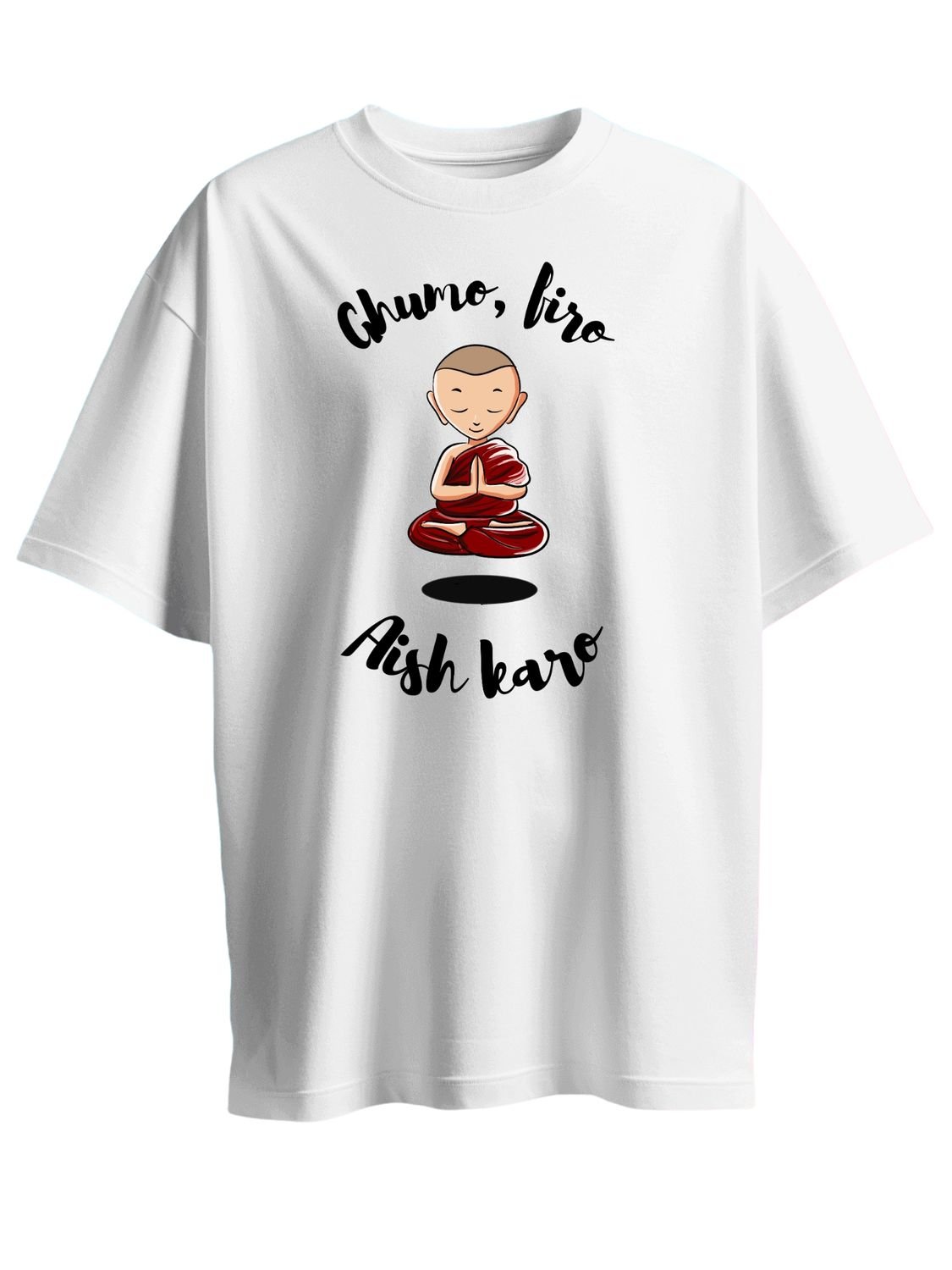Roads to India® Cotton T-Shirt for Men – Ghumo Firo Graphic Print Tee | Half Sleeve Round Neck | Unisex Regular & Oversized Fit | 180/220 GSM | White, Golden Yellow | S to 5XL