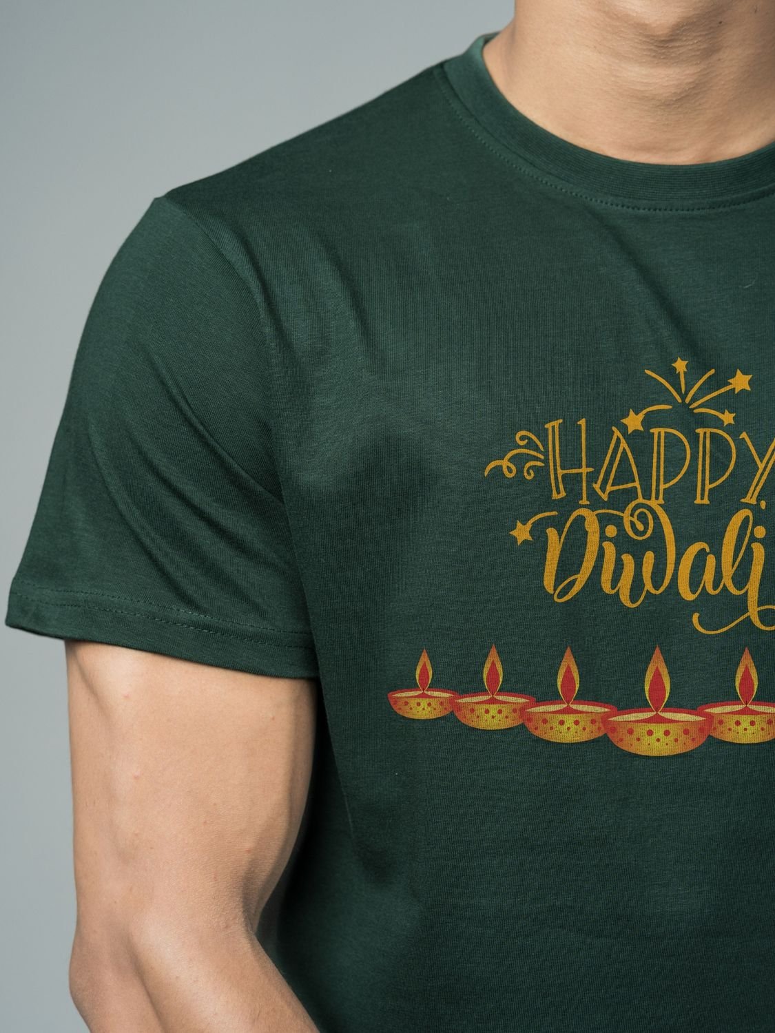 Roads to India® T-Shirt for Men – 100% Cotton Happy Diwali Half Sleeve Round Neck Graphic Print Tee | Unisex Regular & Oversized Fit | 180/220 GSM | S–5XL | Black, Navy Blue, Olive