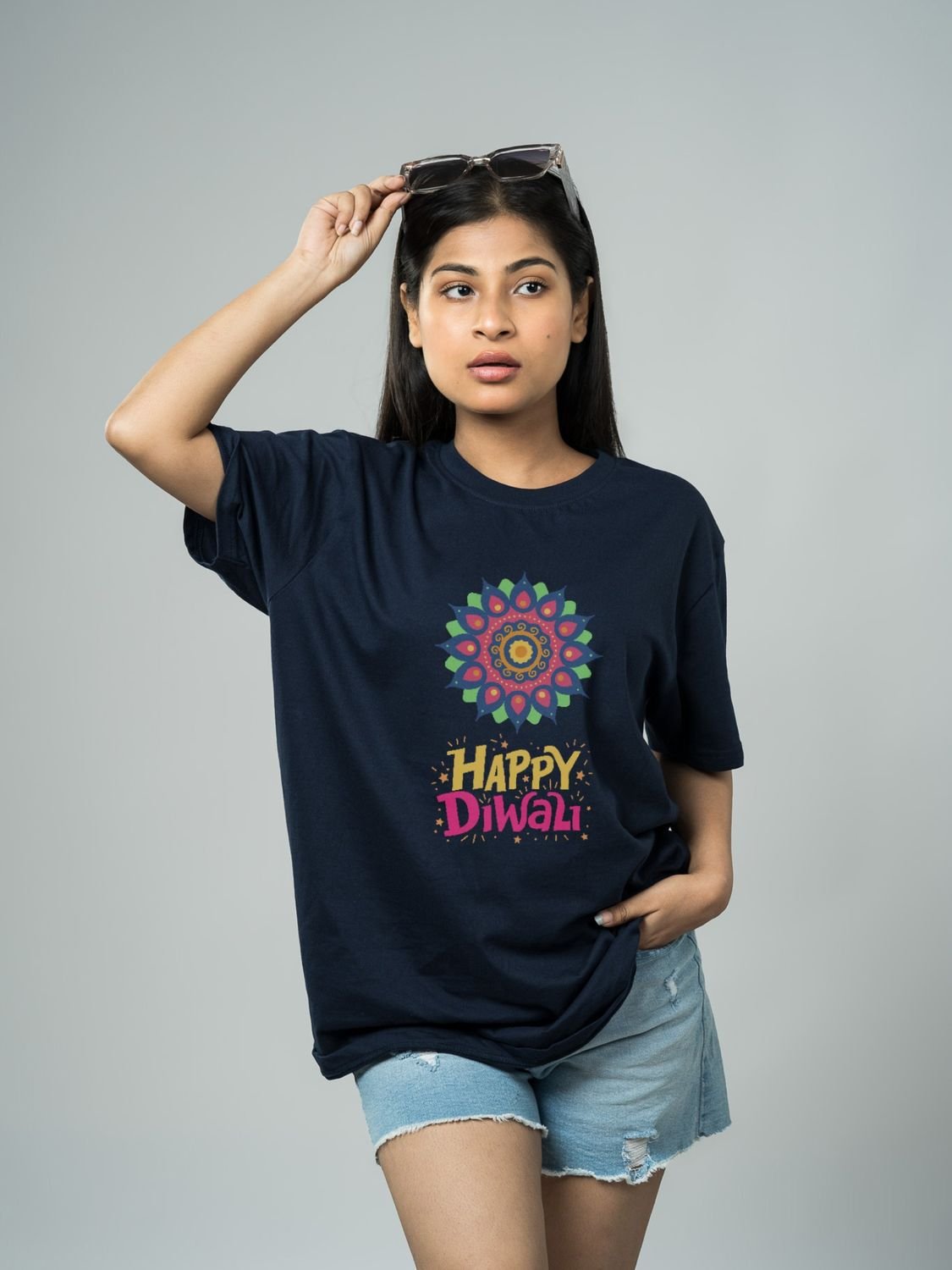 Roads to India® T-Shirt for Men – 100% Cotton Celebrate Diwali Half Sleeve Round Neck Graphic Print Tee | Unisex Regular & Oversized Fit | 180/220 GSM | S–5XL | Black, Navy Blue, Olive Green