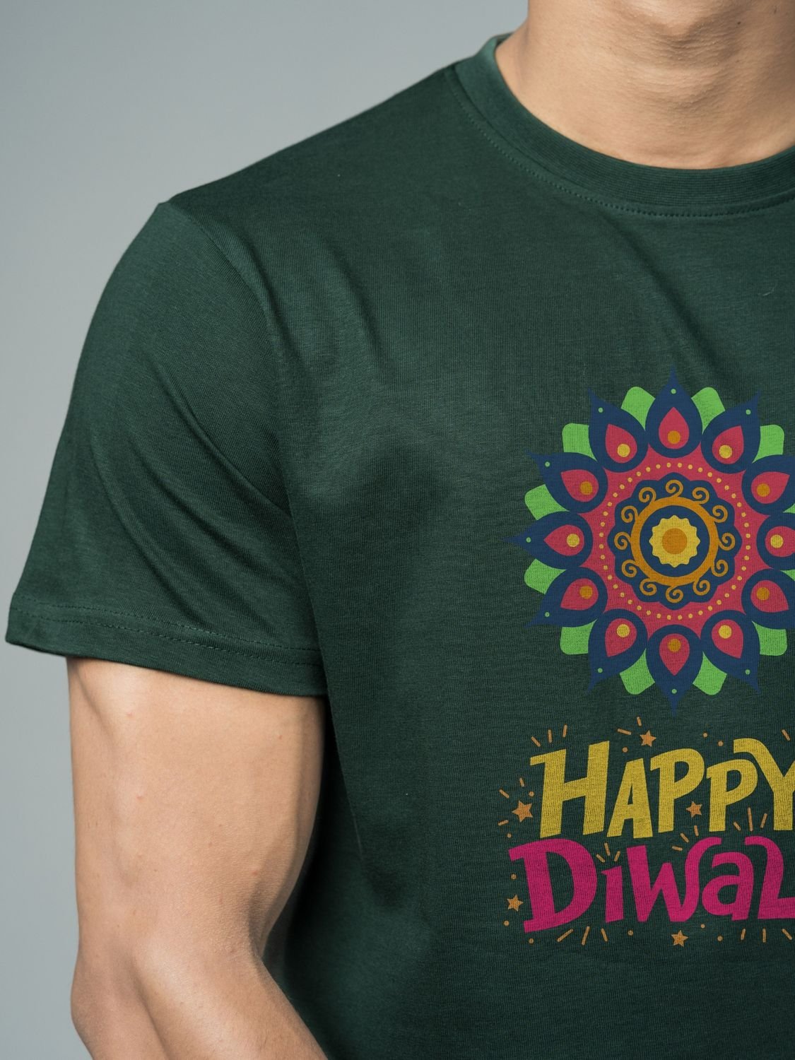 Roads to India® T-Shirt for Men – 100% Cotton Celebrate Diwali Half Sleeve Round Neck Graphic Print Tee | Unisex Regular & Oversized Fit | 180/220 GSM | S–5XL | Black, Navy Blue, Olive Green