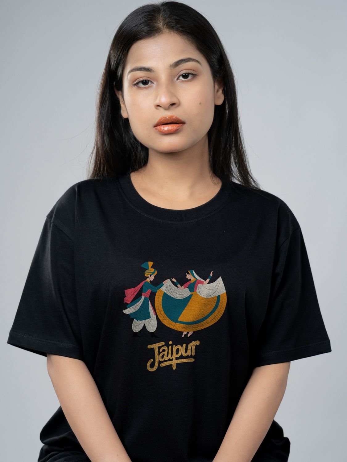 Roads to India® Pure Cotton Regular, Oversized Travel t-shirt for Men - Explore Jaipur Rajasthan - Unisex Round Neck Printed Casual fit Drop Shoulder 180-220 GSM | S - 5XL | Black