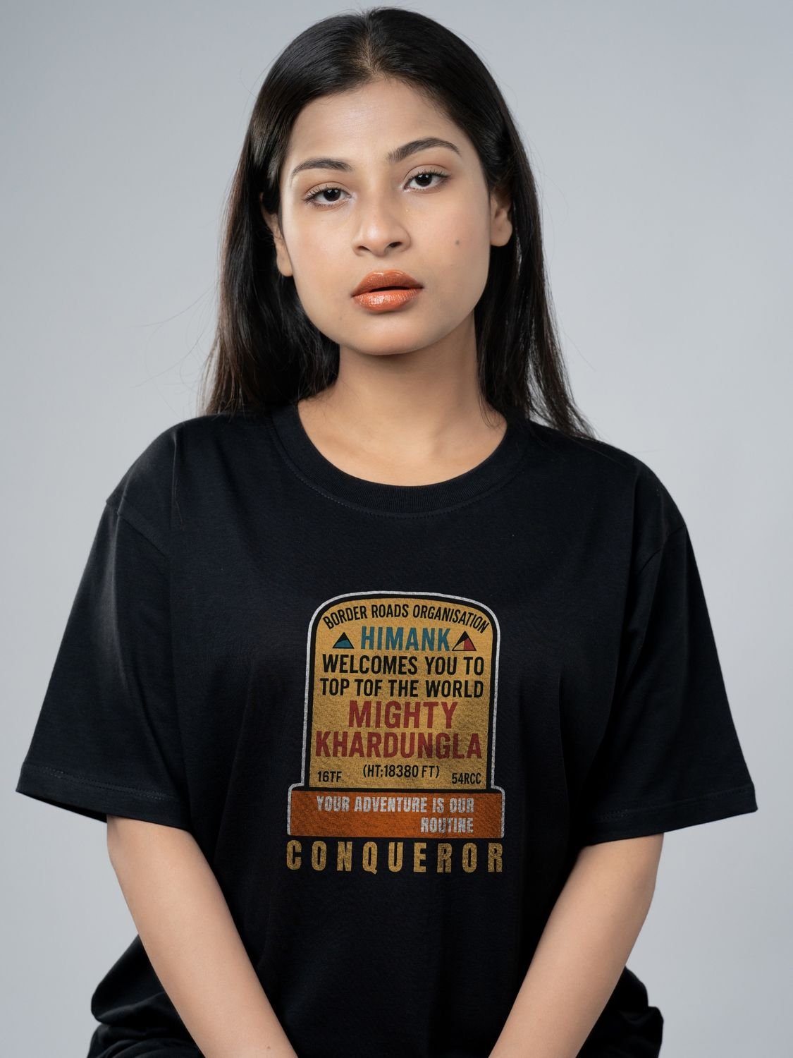 Roads to India® Men's Pure Cotton Trekking T-Shirt – Khardung La Graphic Tee | Unisex Fit (Regular & Oversized) | 180/220 GSM | Half Sleeve, Round Neck | S–5XL | Black, Navy Blue